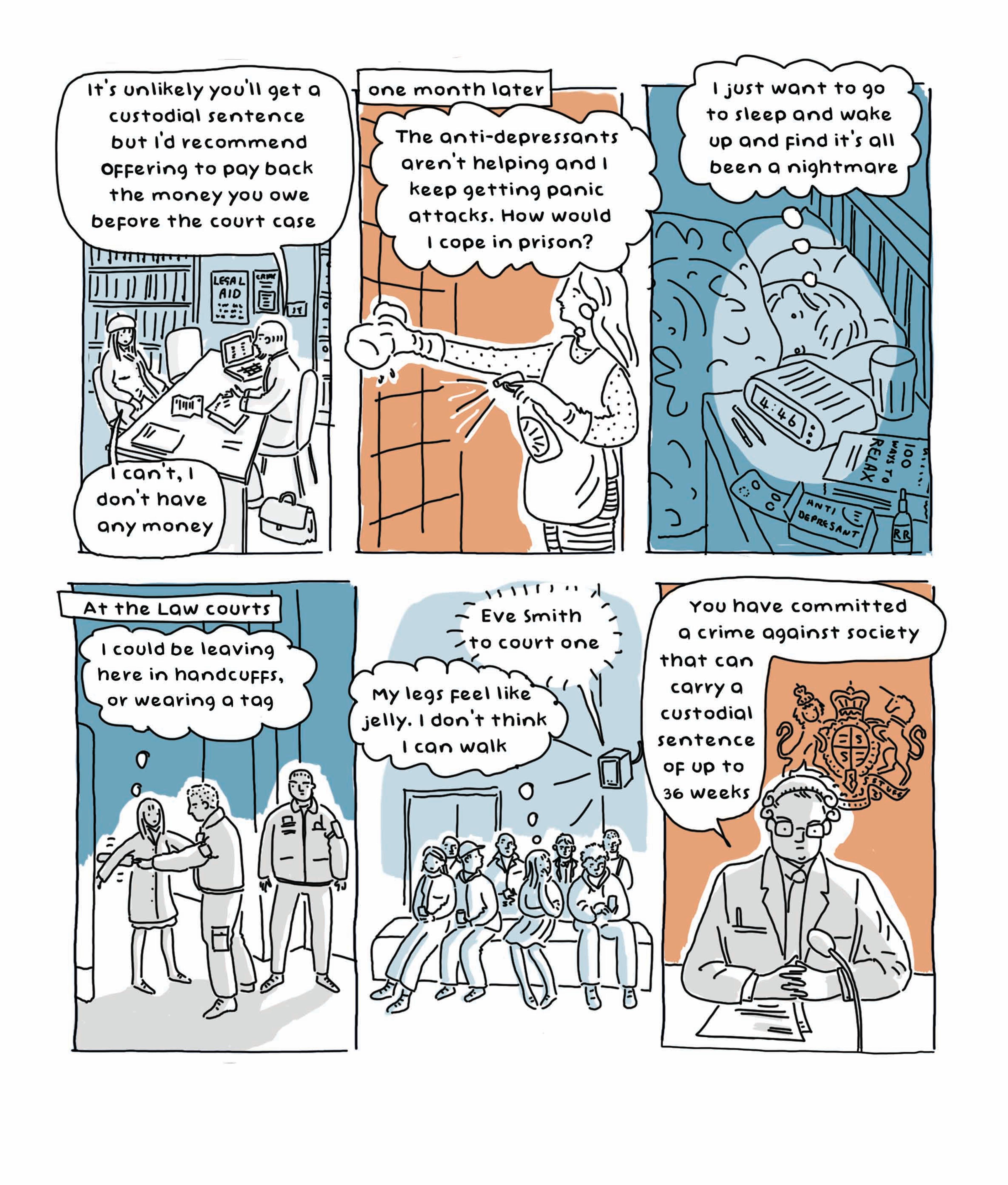 A page from a comic book with six panels with images combined with text.