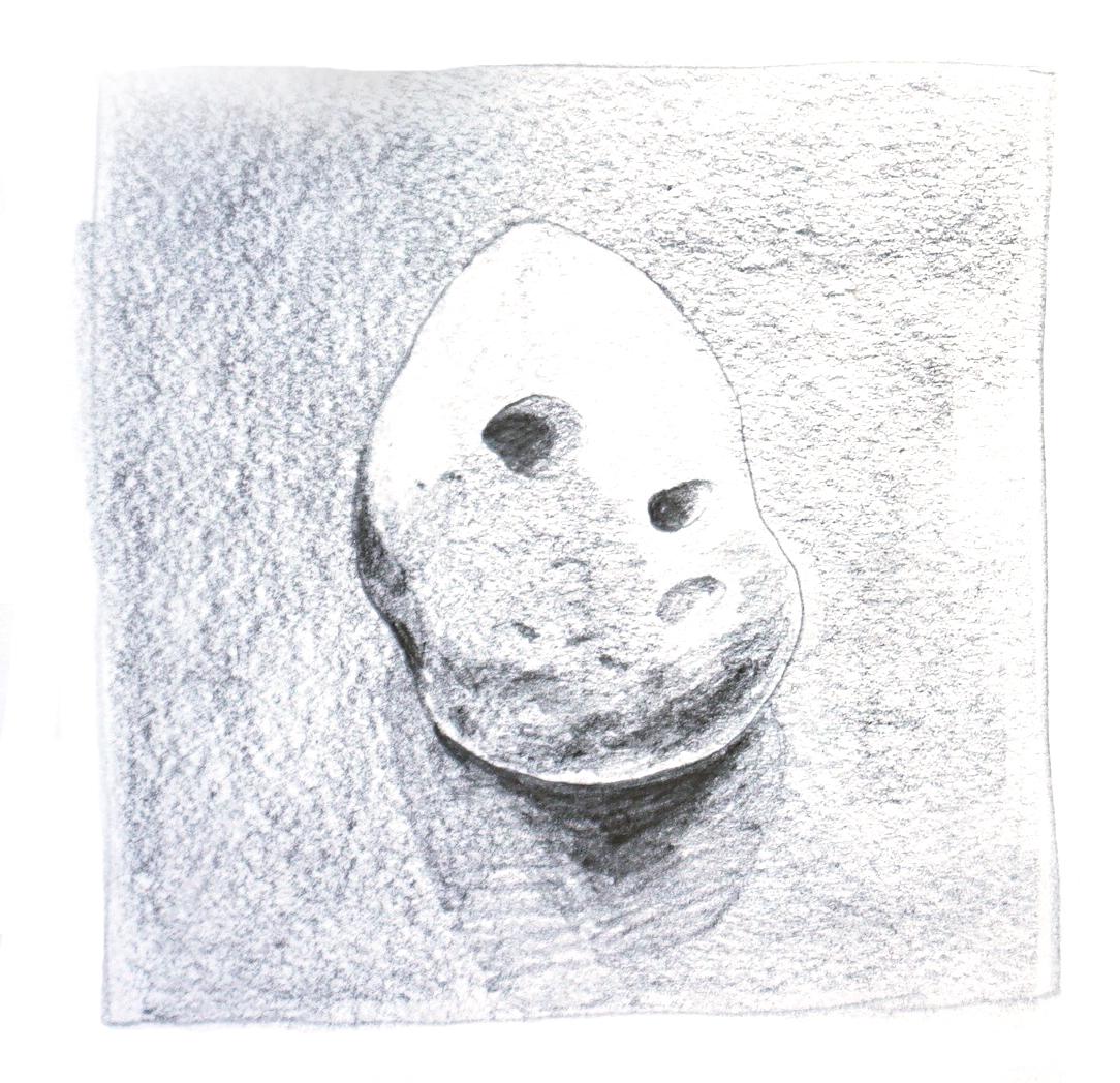 A pencil sketch of a rock