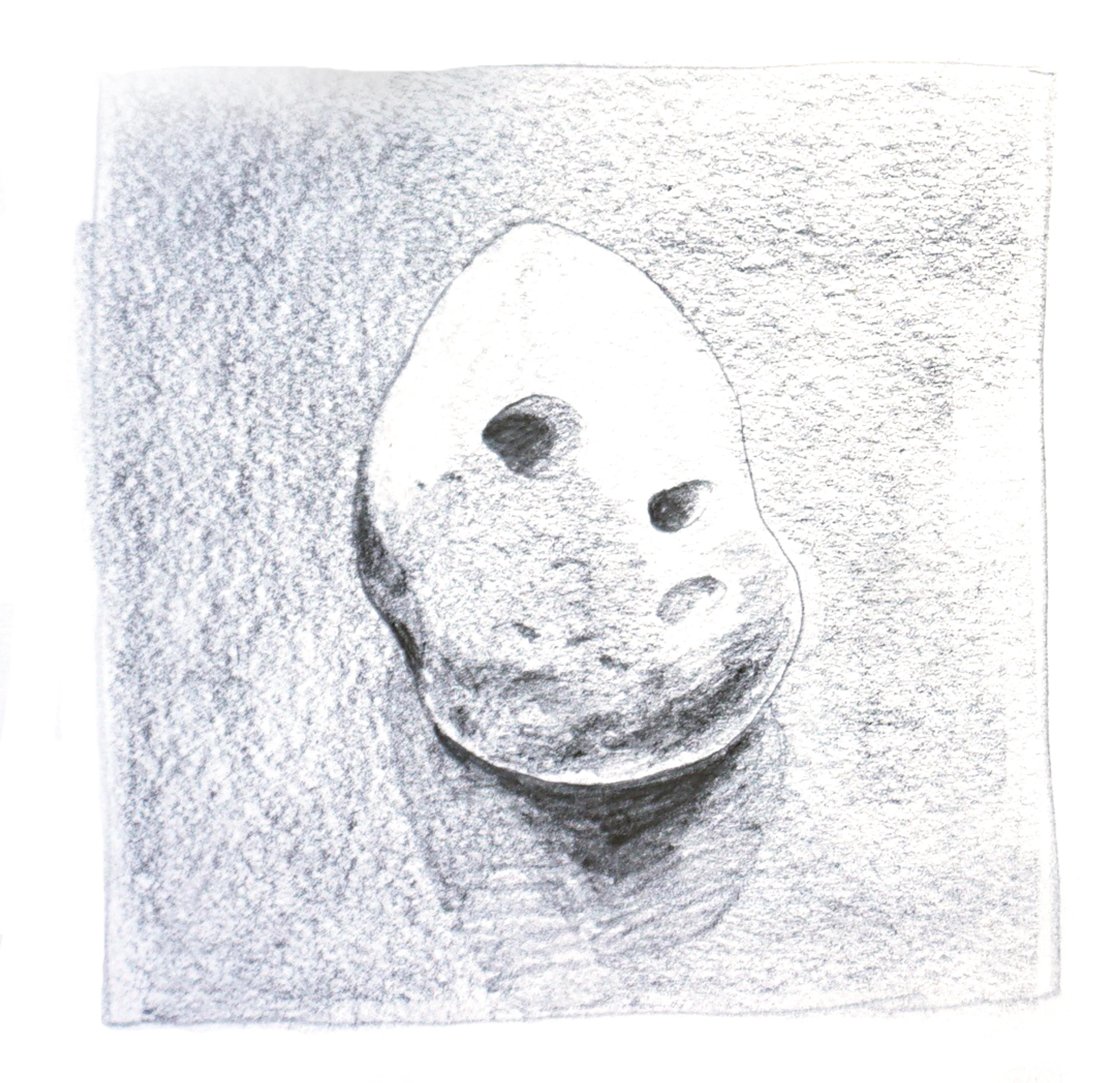 Pencil sketch of a rock
