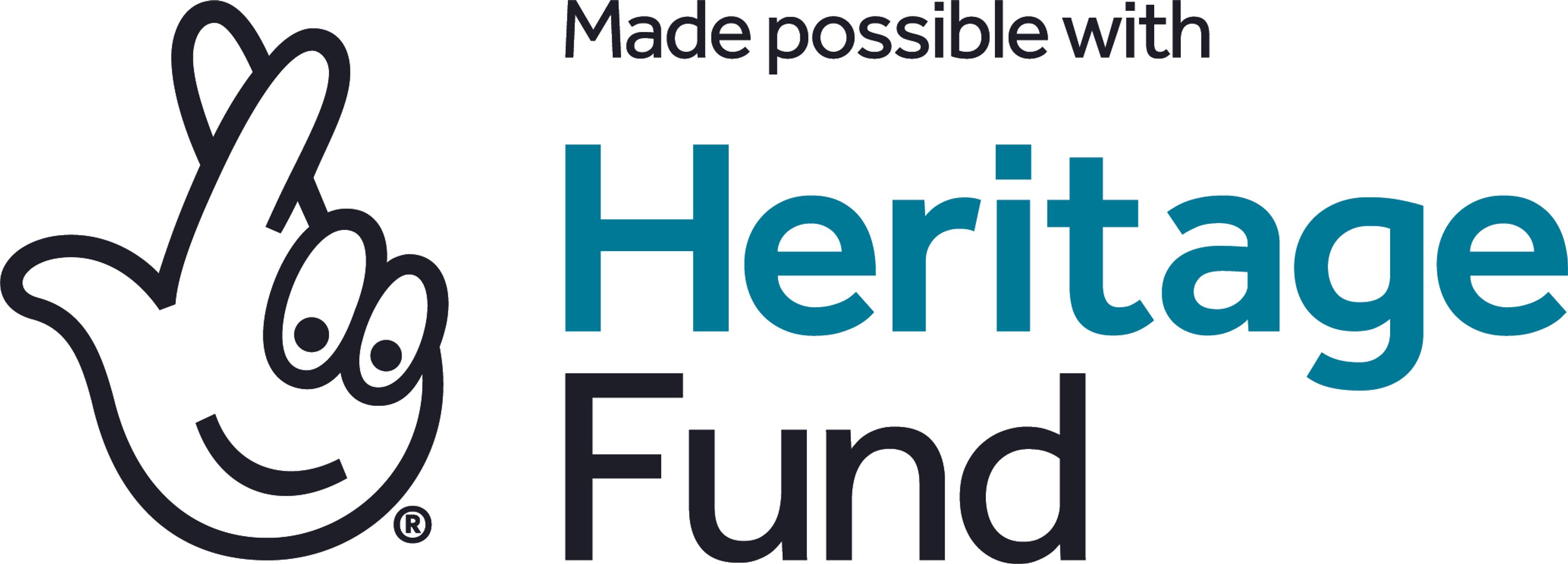 Logo: image of hand with crossed finders and the words 'Made possible with Heritage Fund'