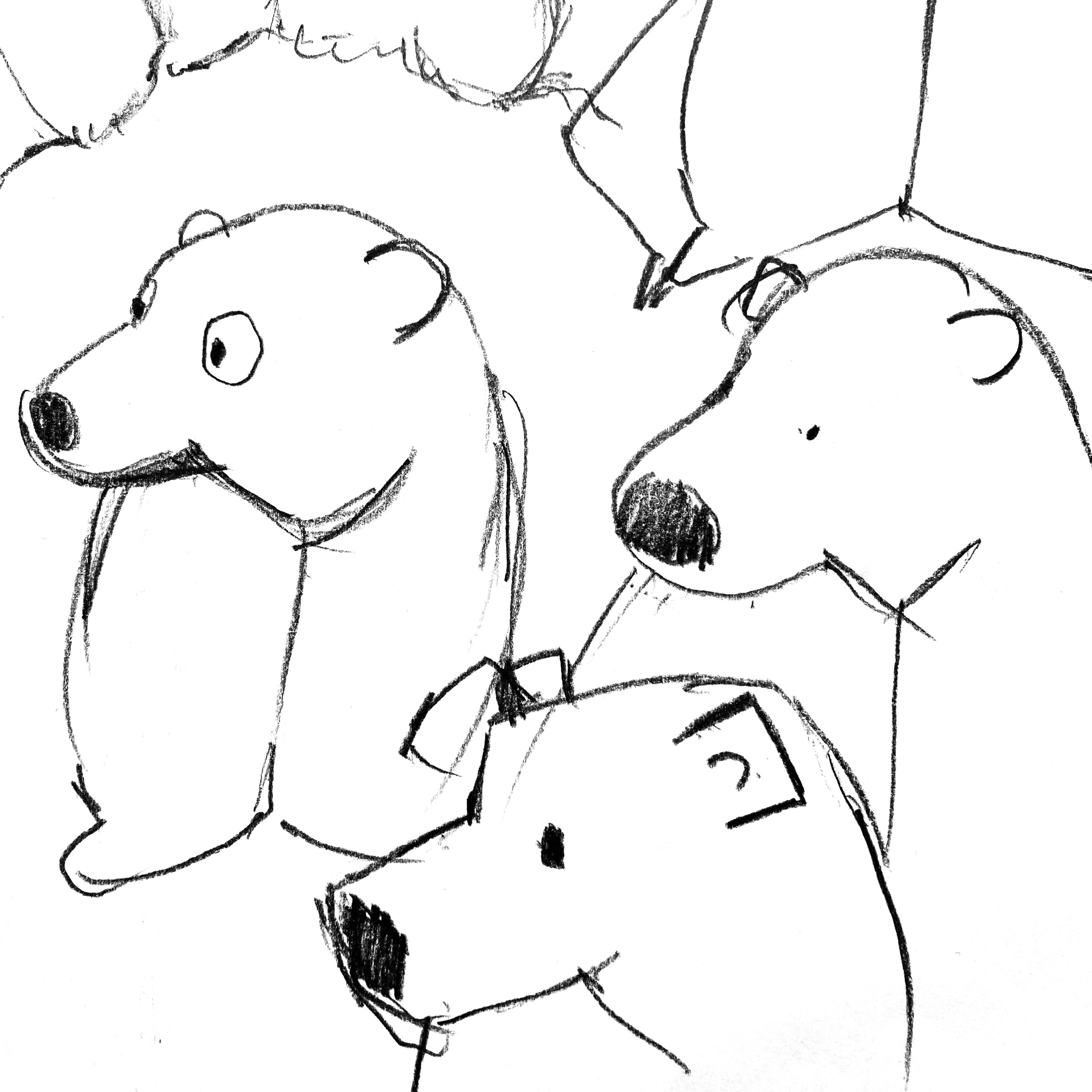 Line drawings of bears.