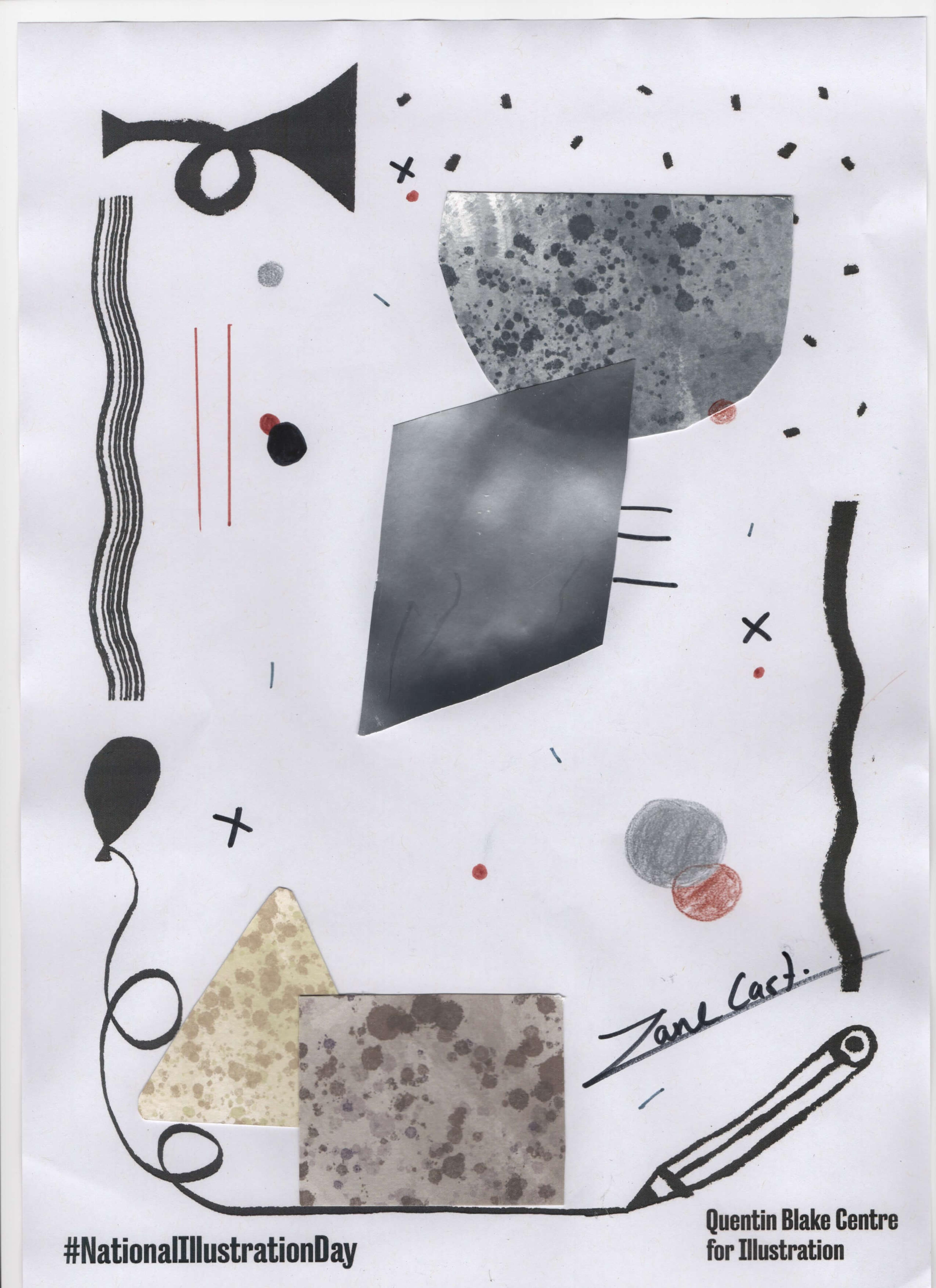 Abstract collage shapes in neutral, rocky colours and textures. 