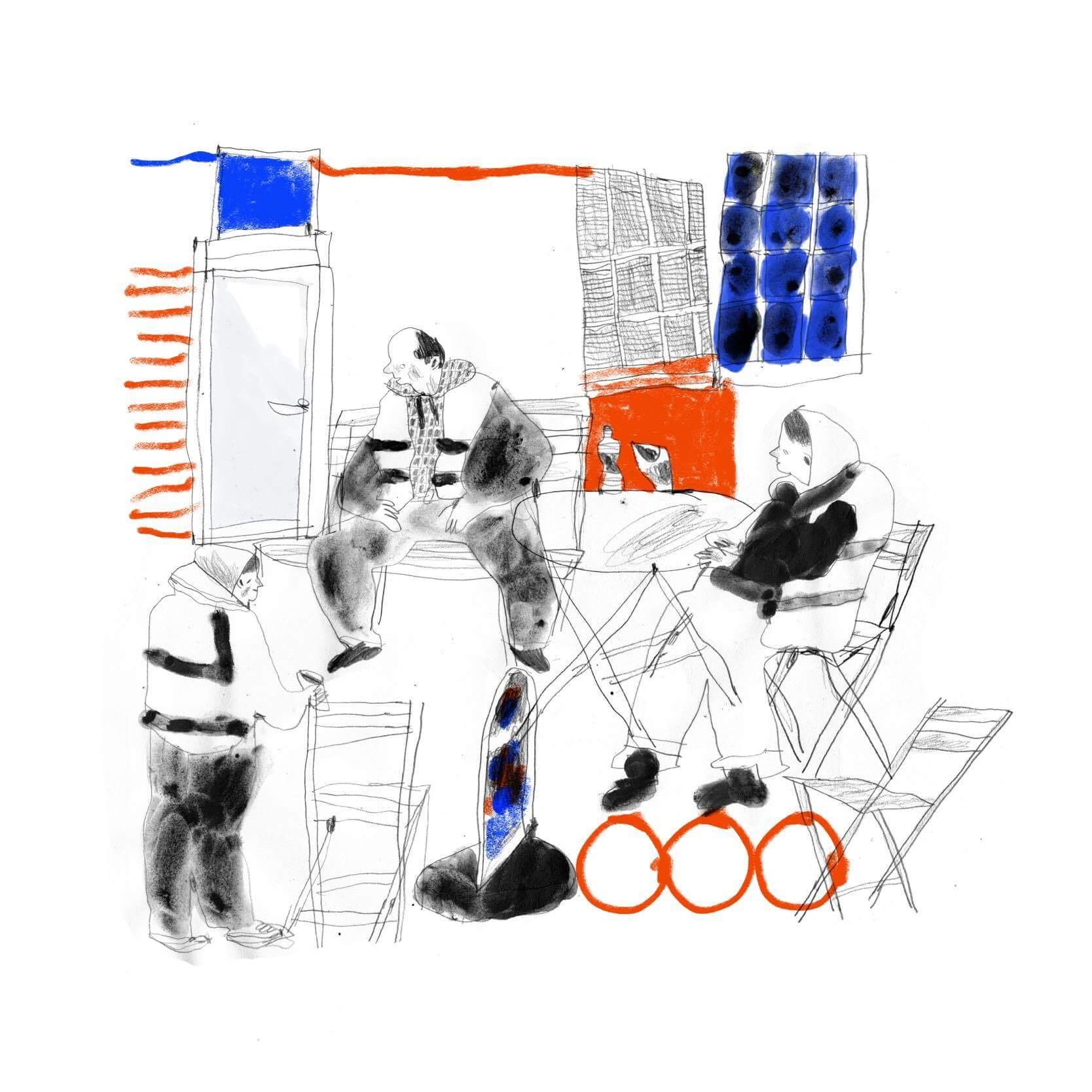 Illustration of an outdoor seating area