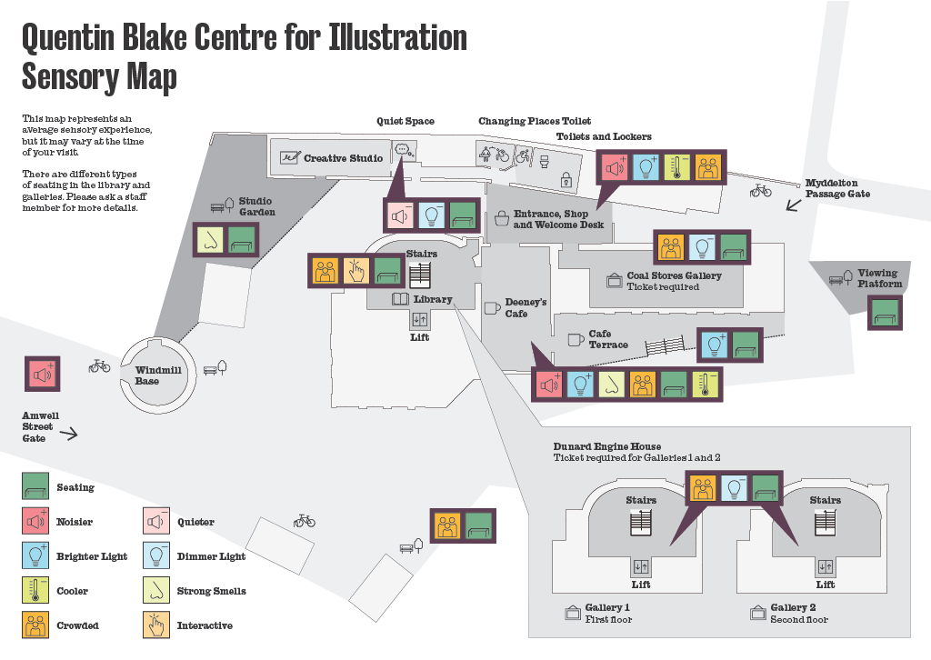 Sensory map for Quentin Blake Centre of Illustration
