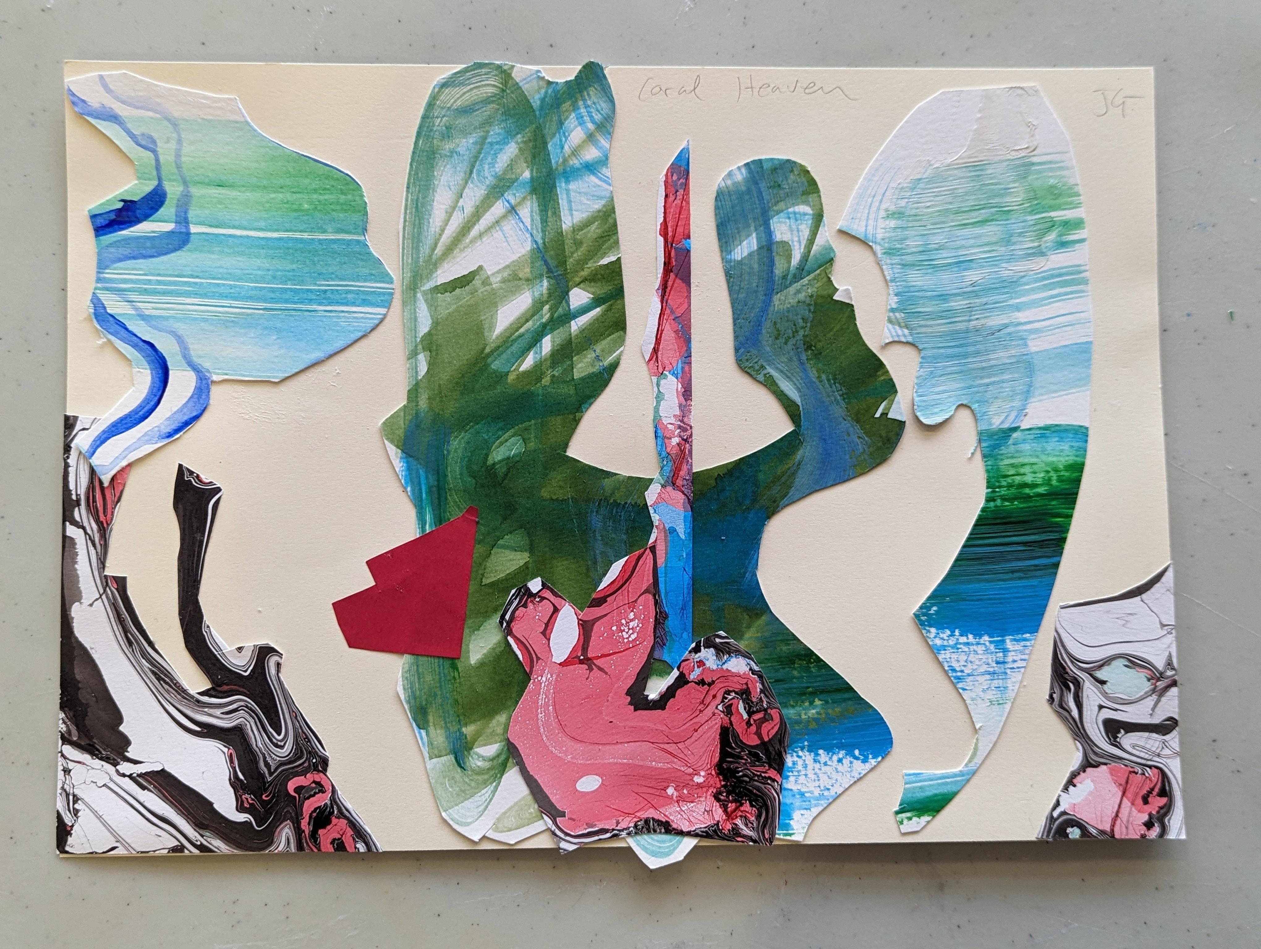 Piece of paper with cutout paper stuck to it.