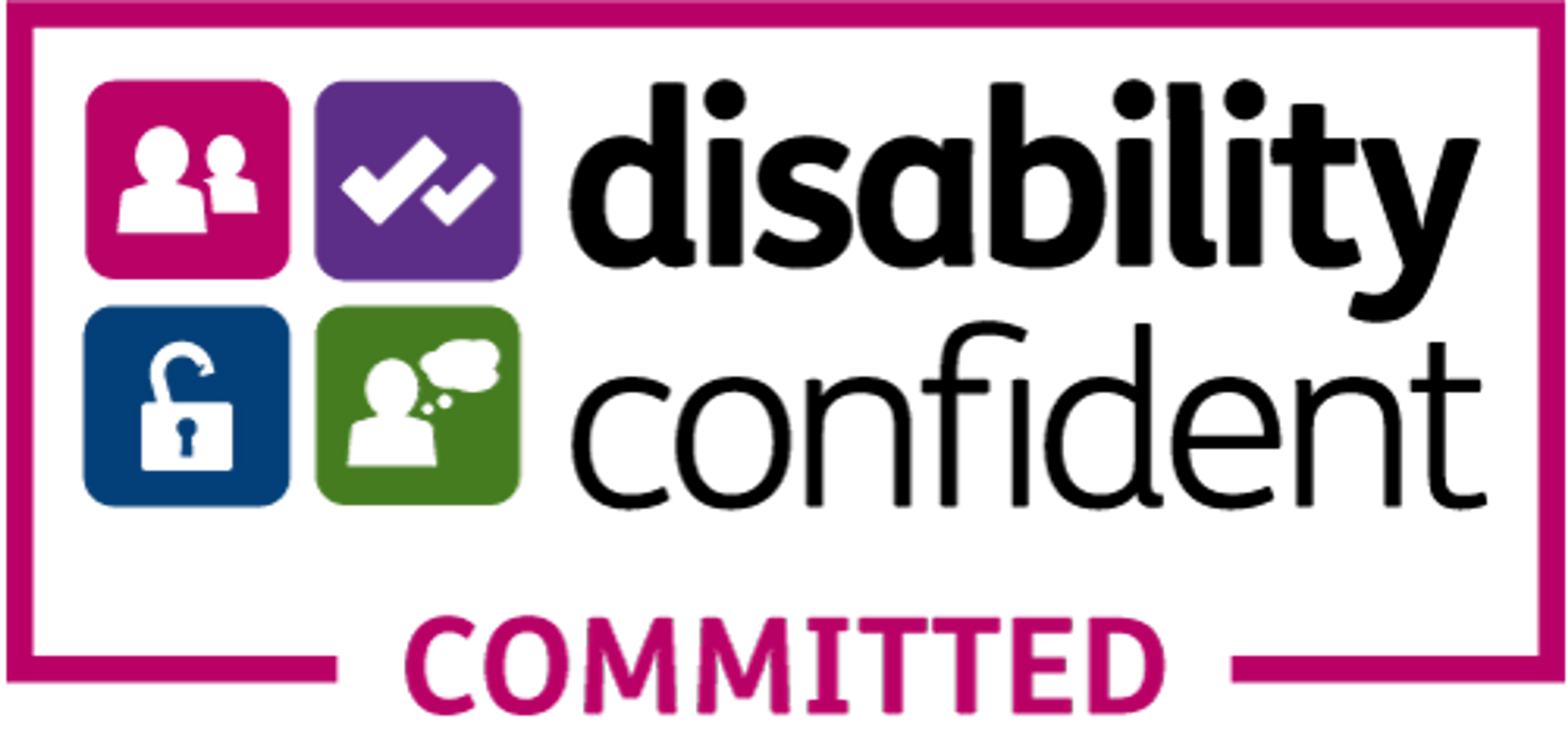 Logo with text: disability confident committed
