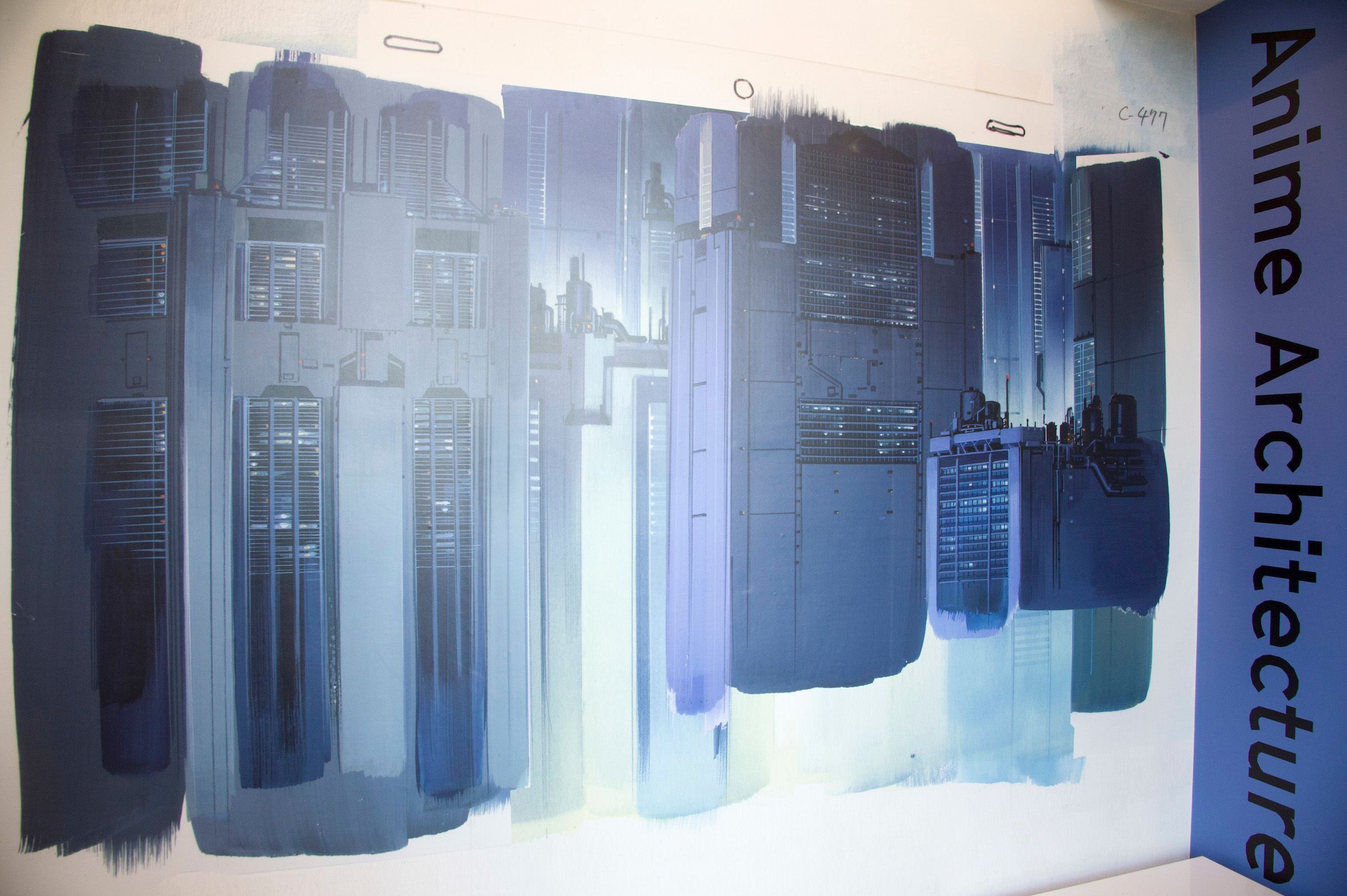 Large wall illustration with the text 'Anime Architecture'