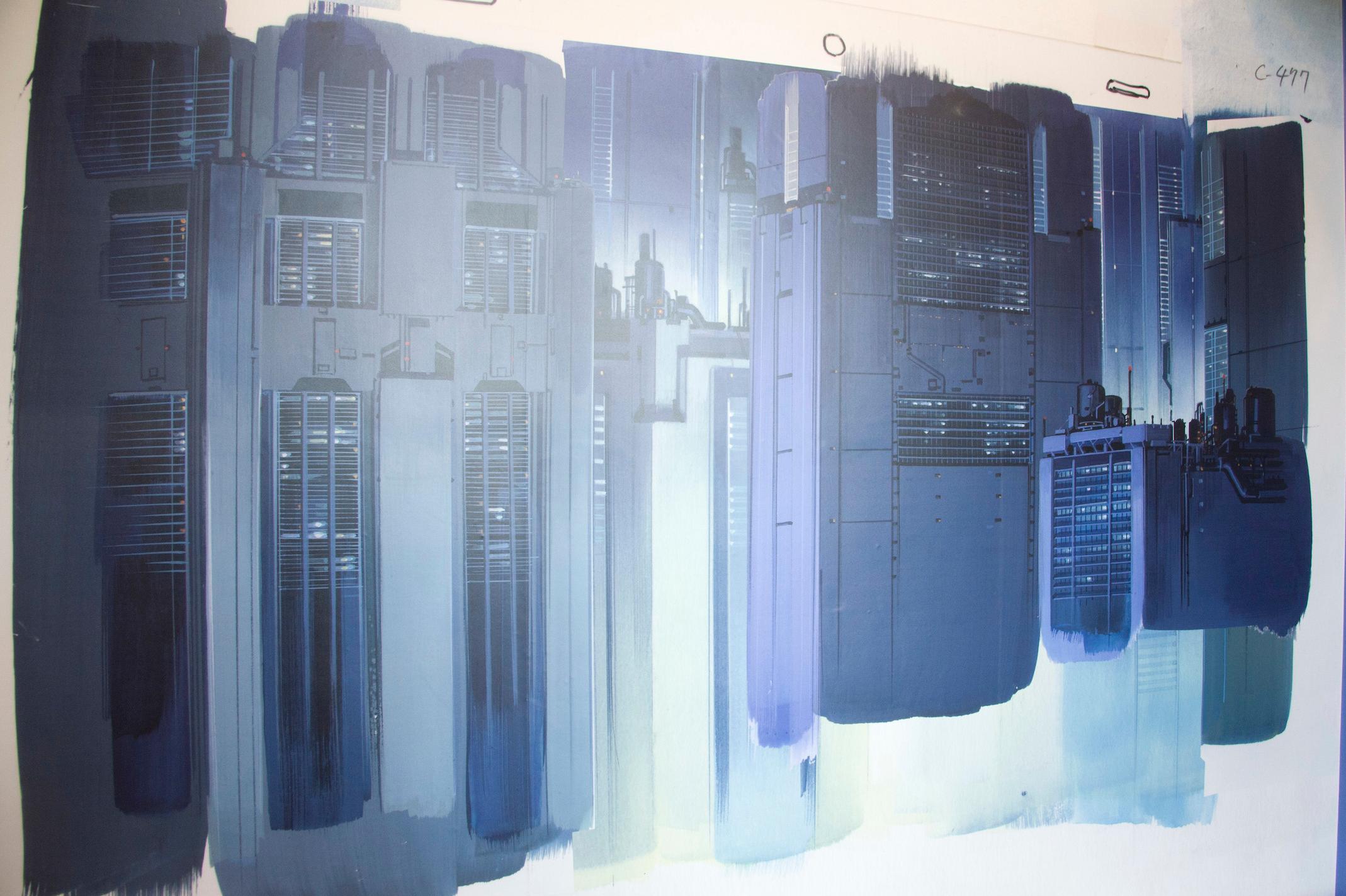 Large wall illustration with the text 'Anime Architecture'