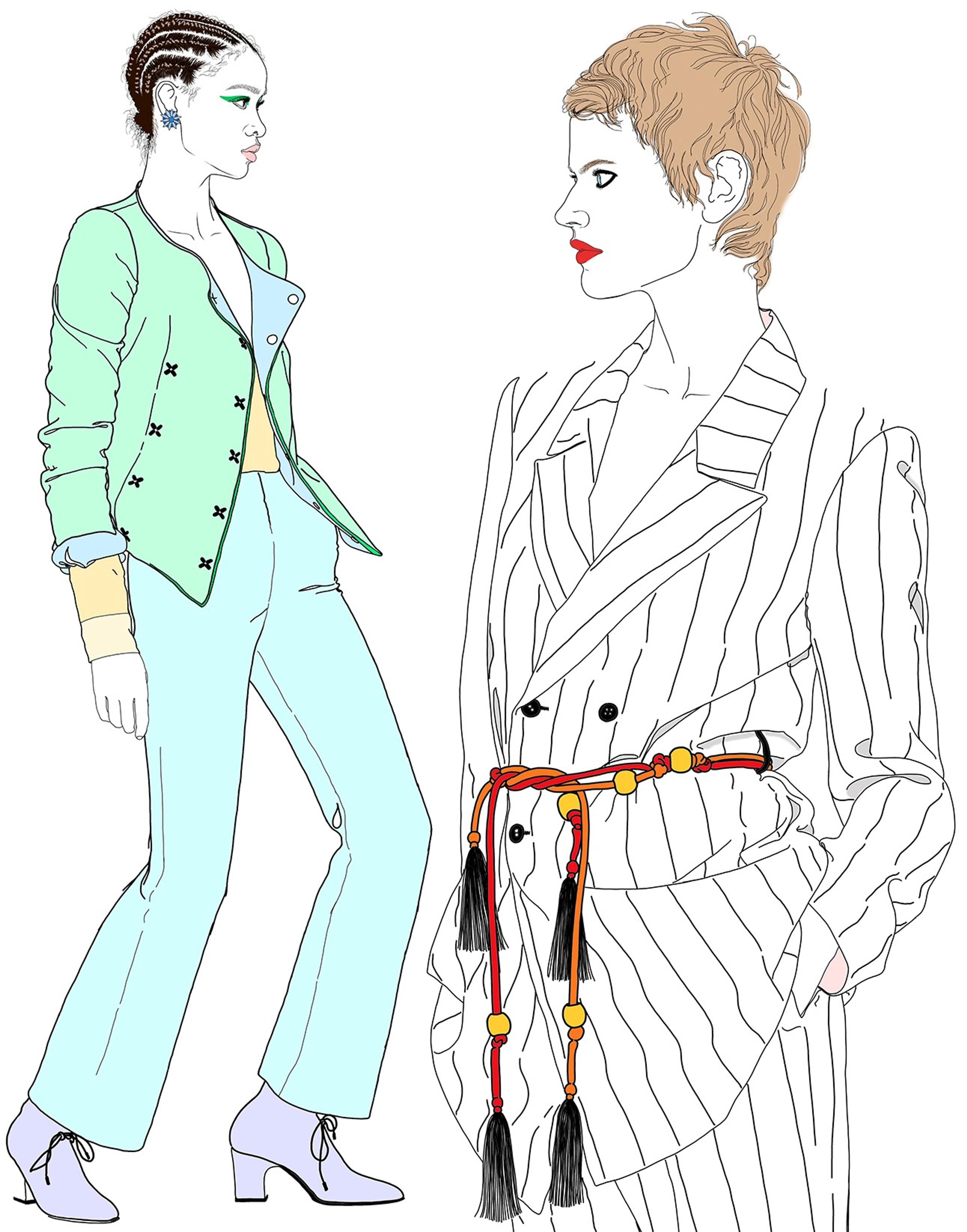 Illustration of two figures wearing suits.