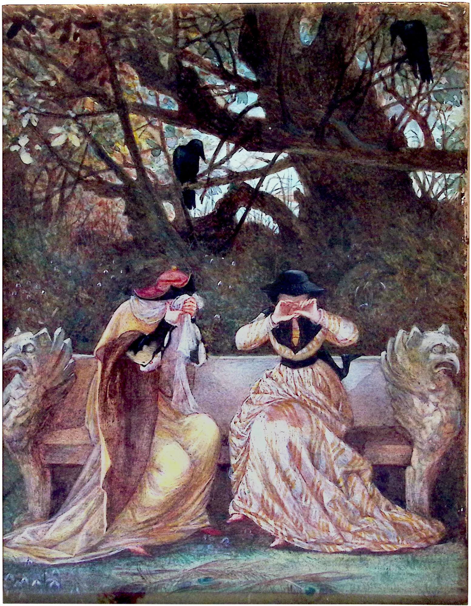 Illustration for Beauty and the Beast (two sisters weeping)