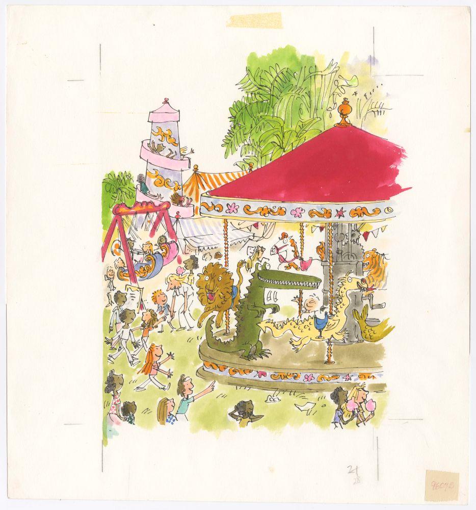 An illustration of a fairground scene