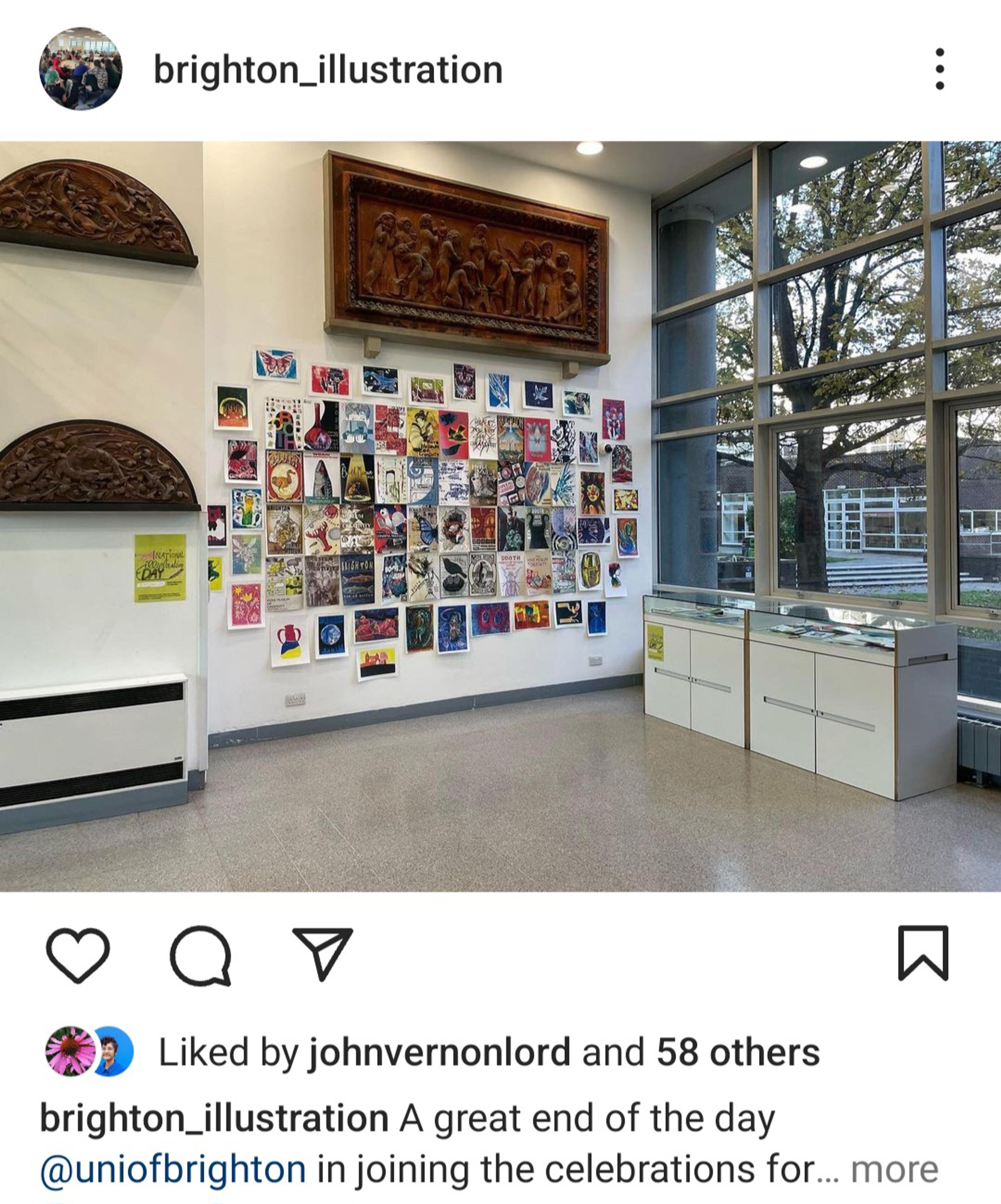 Screengrab of a National Illustration Day Instagram post from BA Illustration at University of Brighton.
