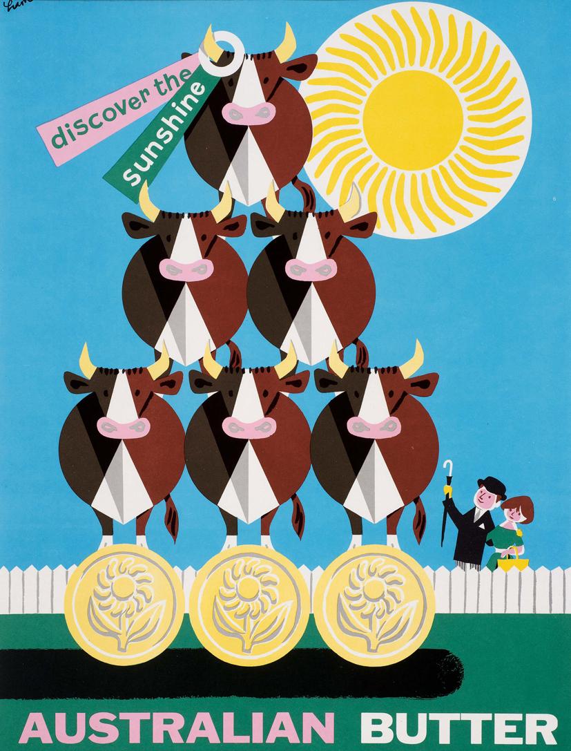 A wall of bright typography screen prints in white frames