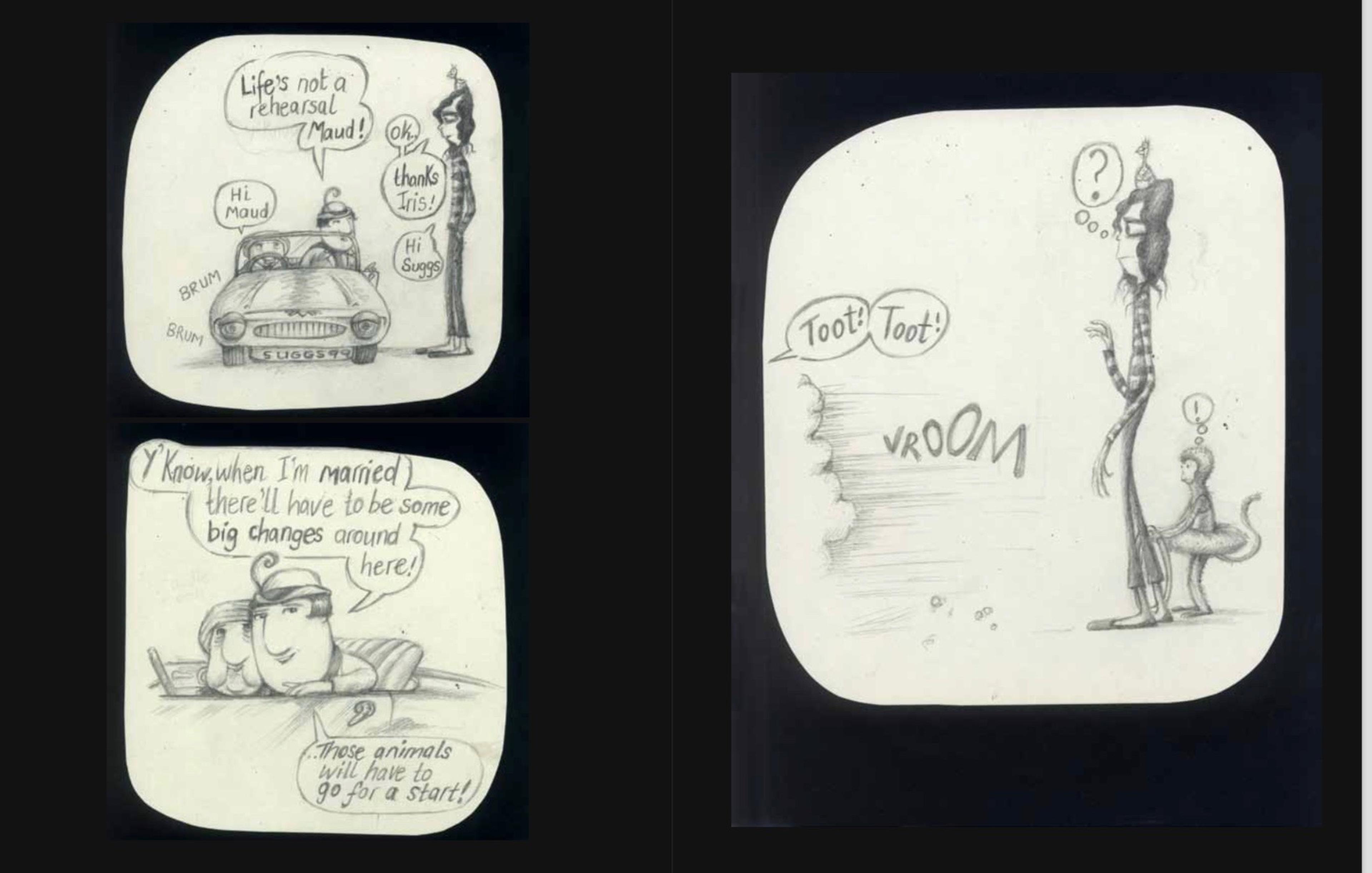 Black and white illustration of a graphic novel comic.