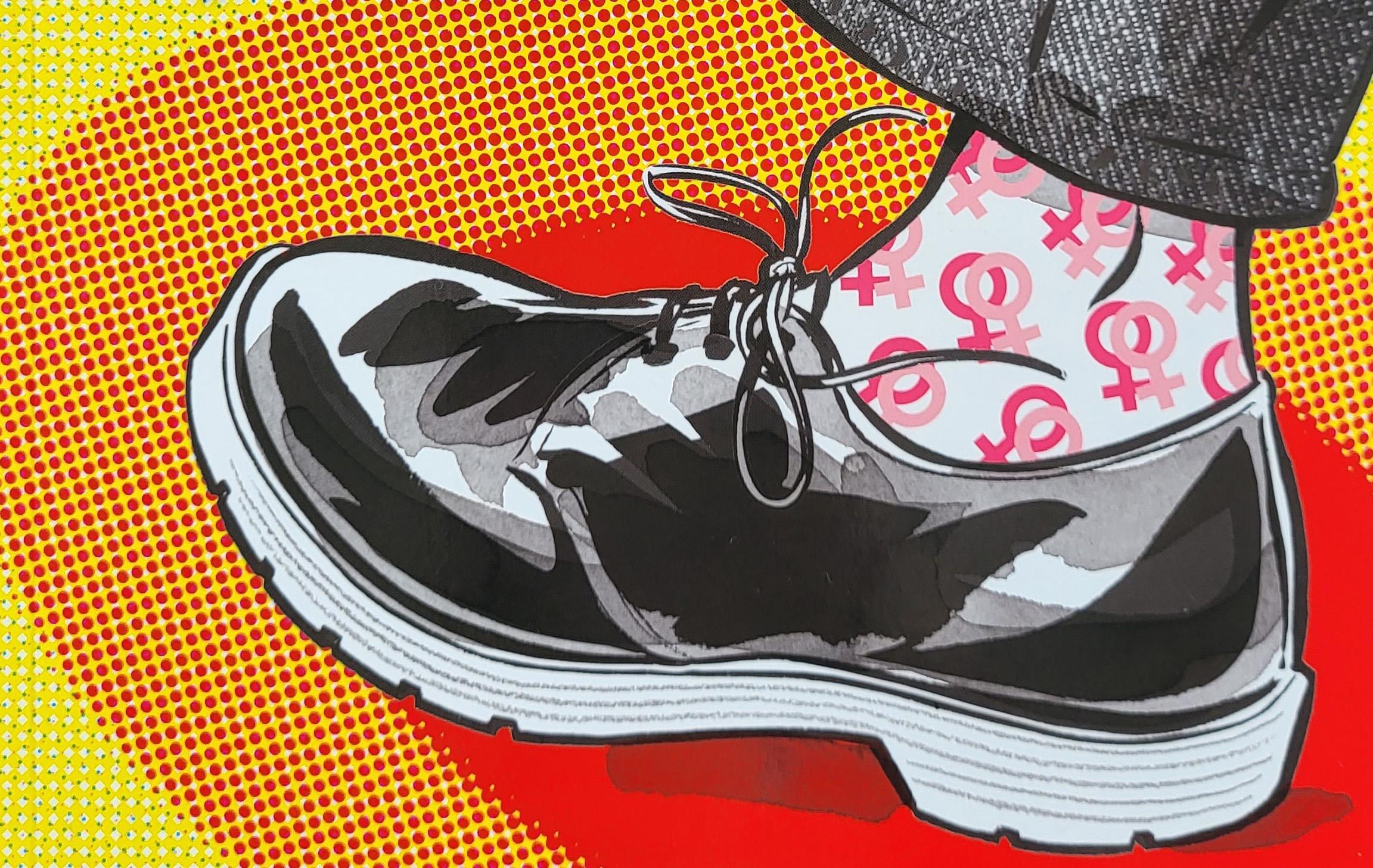 Front cover of the book, 'Sensible Footwear: A Girl's Guide' with the author's name 'Kate Charlesworth' at the bottom. At the top of the cover is a quote by Posy Simmonds, 'A stunning achievement.'.