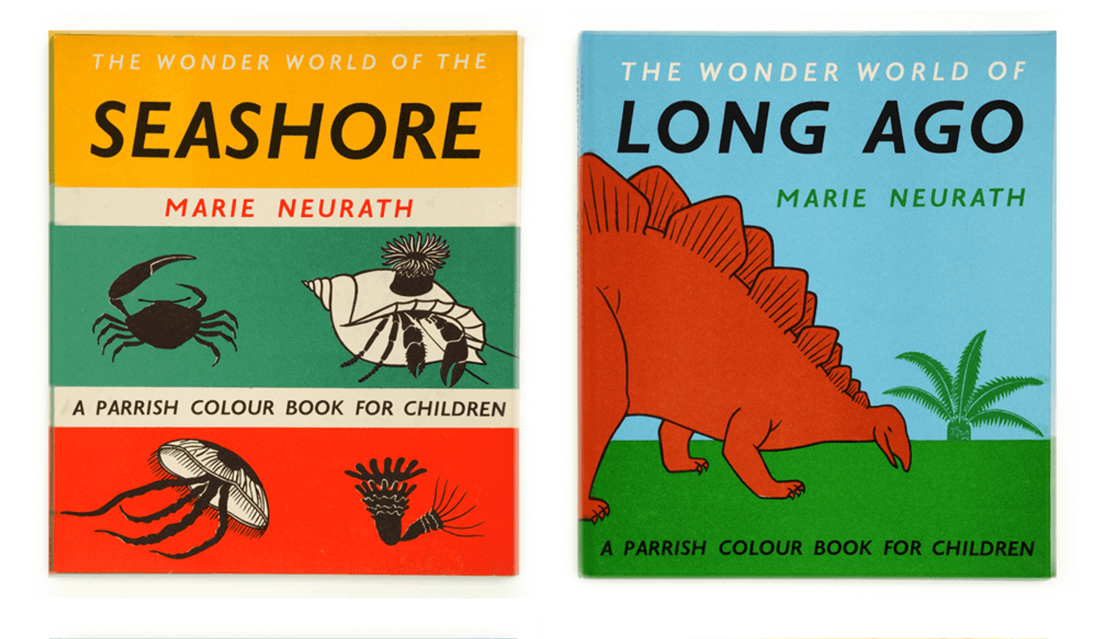"The Wonder World of the Seashore" and "The Wonder World of Long Ago" book covers