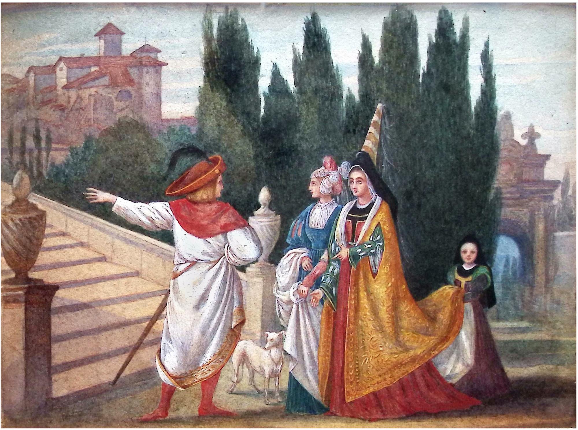 Illustration for Beauty and the Beast (Beauty and her two sisters)