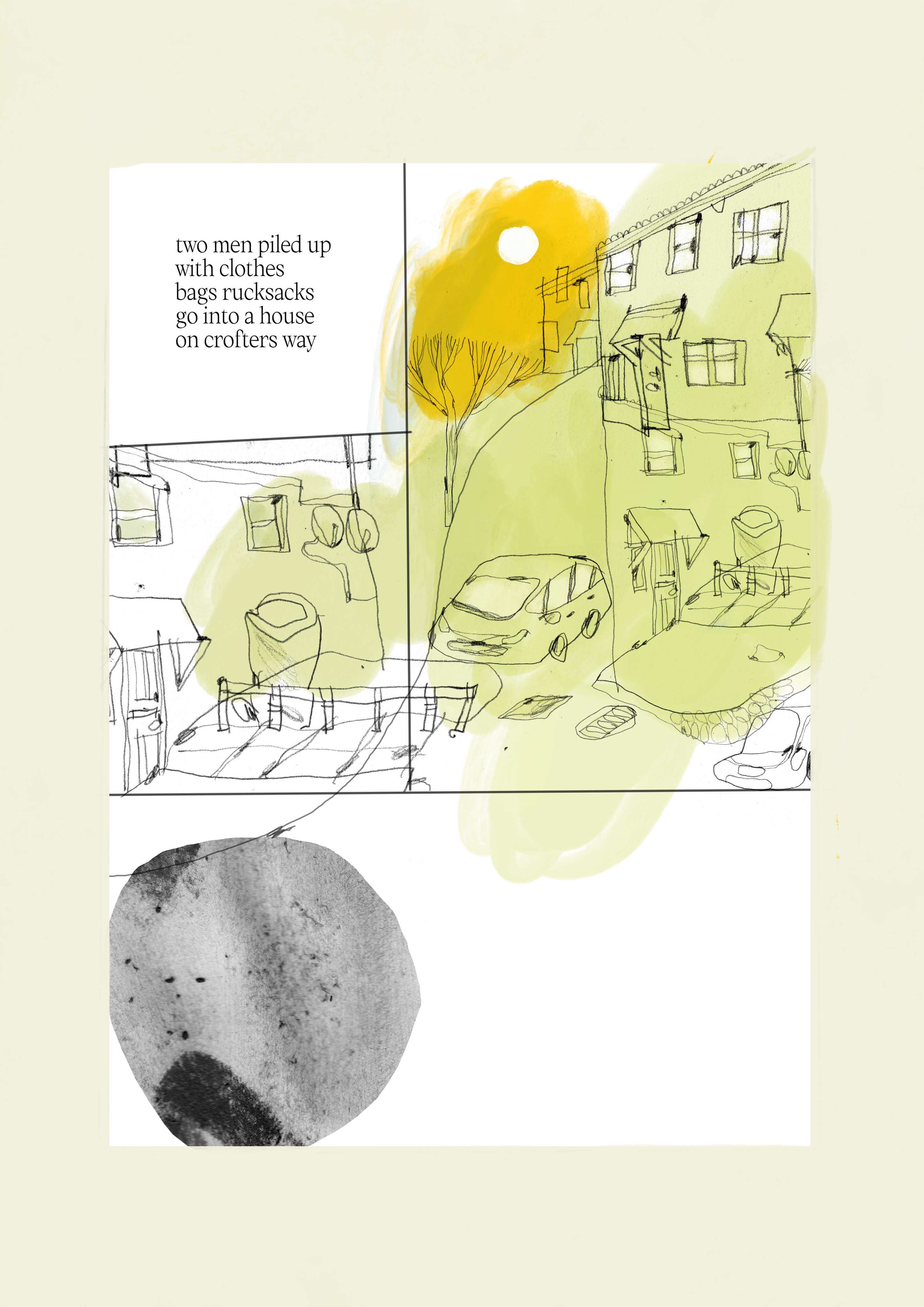 Expressive drawing of a city scene