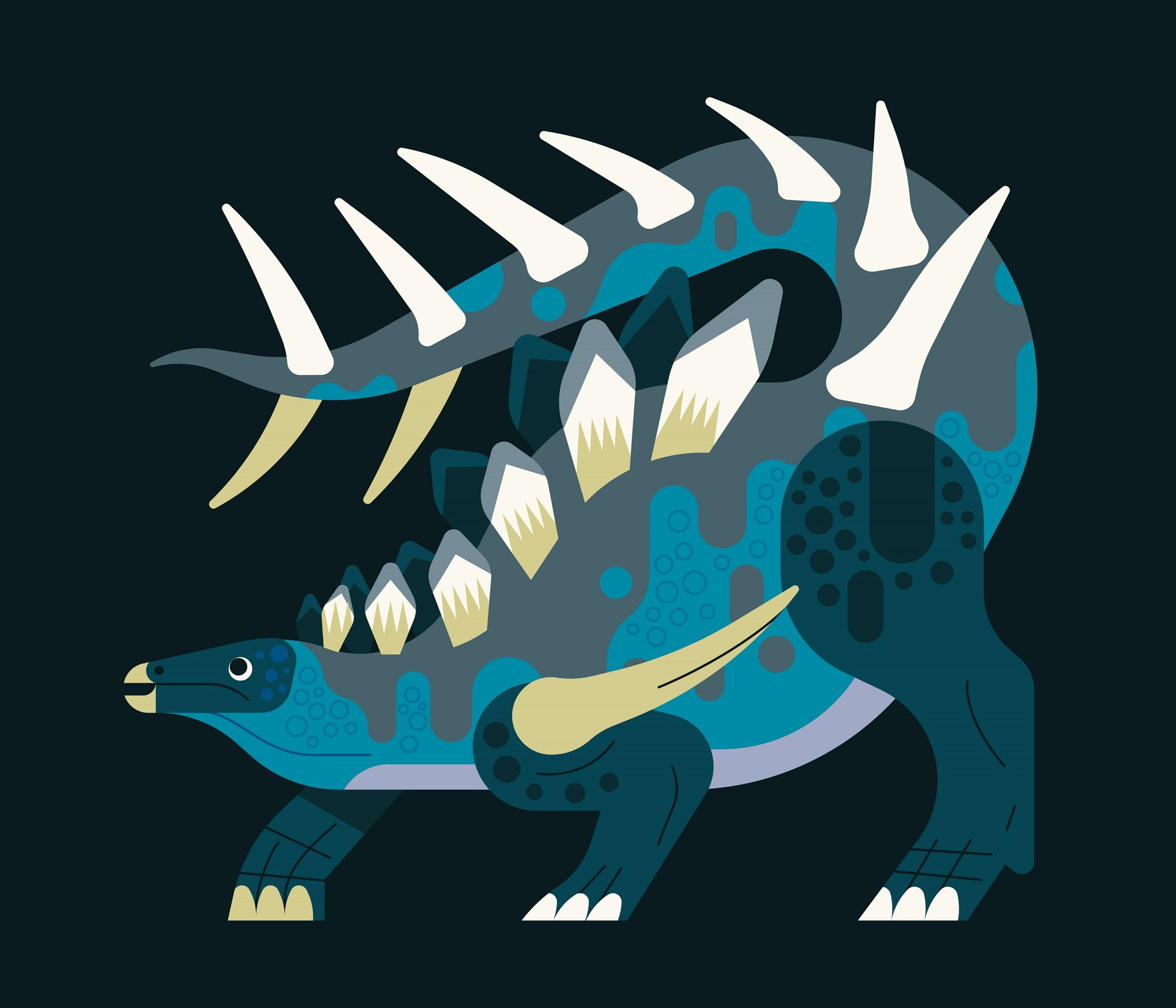 Illustration of a blue dinosaur