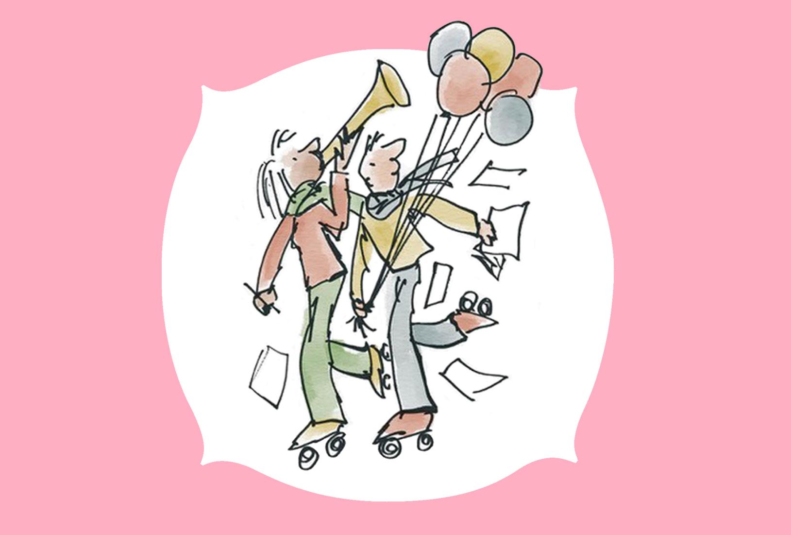 Text National Illustration Day on pink background