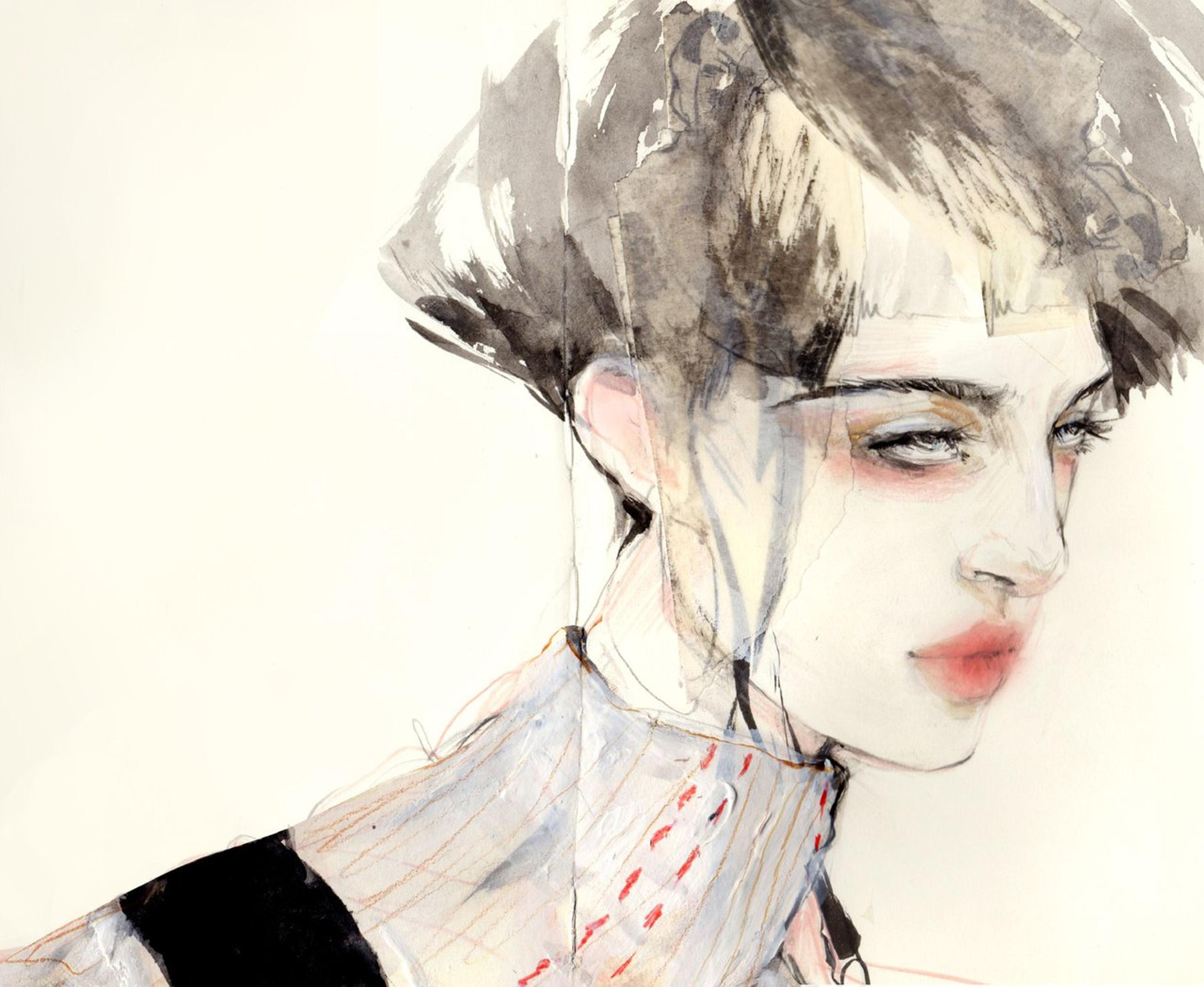 Illustration of face of figure.