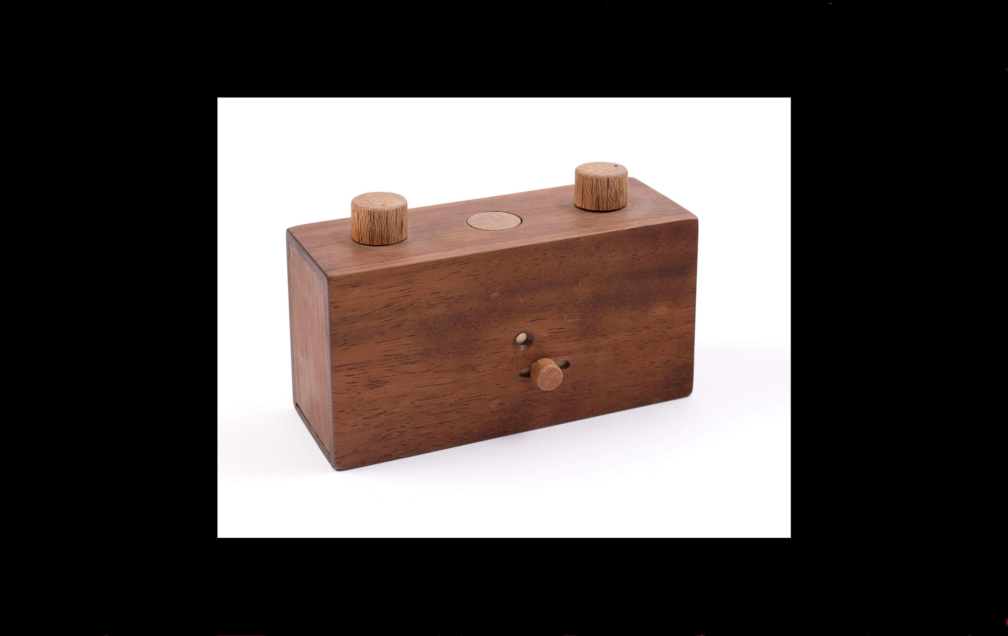 Photograph of a simple wooden camera