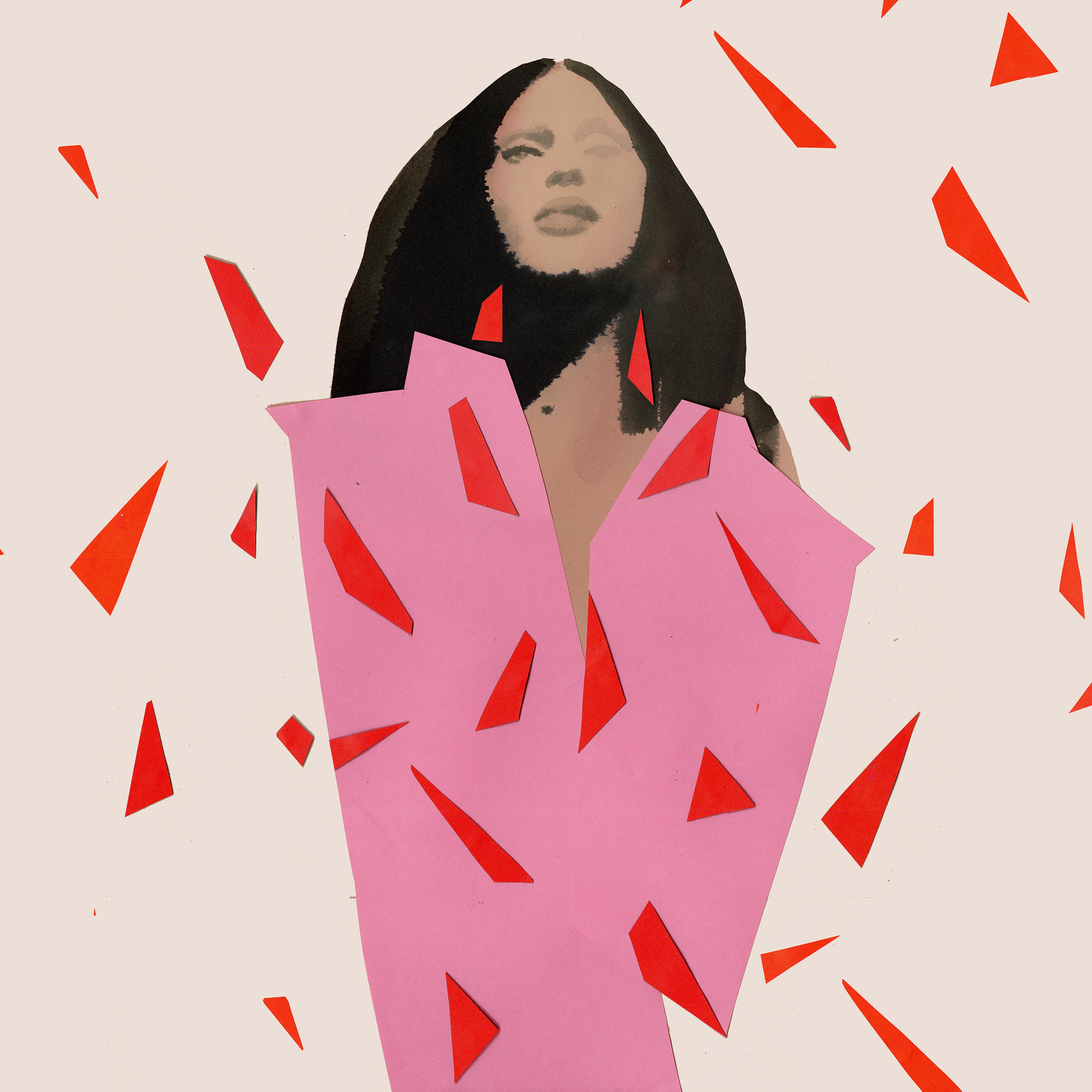 Collage of abstract figure.