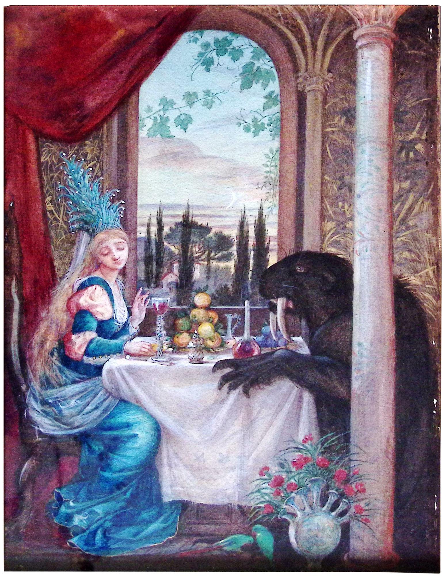 Beauty and the Beast at supper (illustration for Beauty and the Beast)