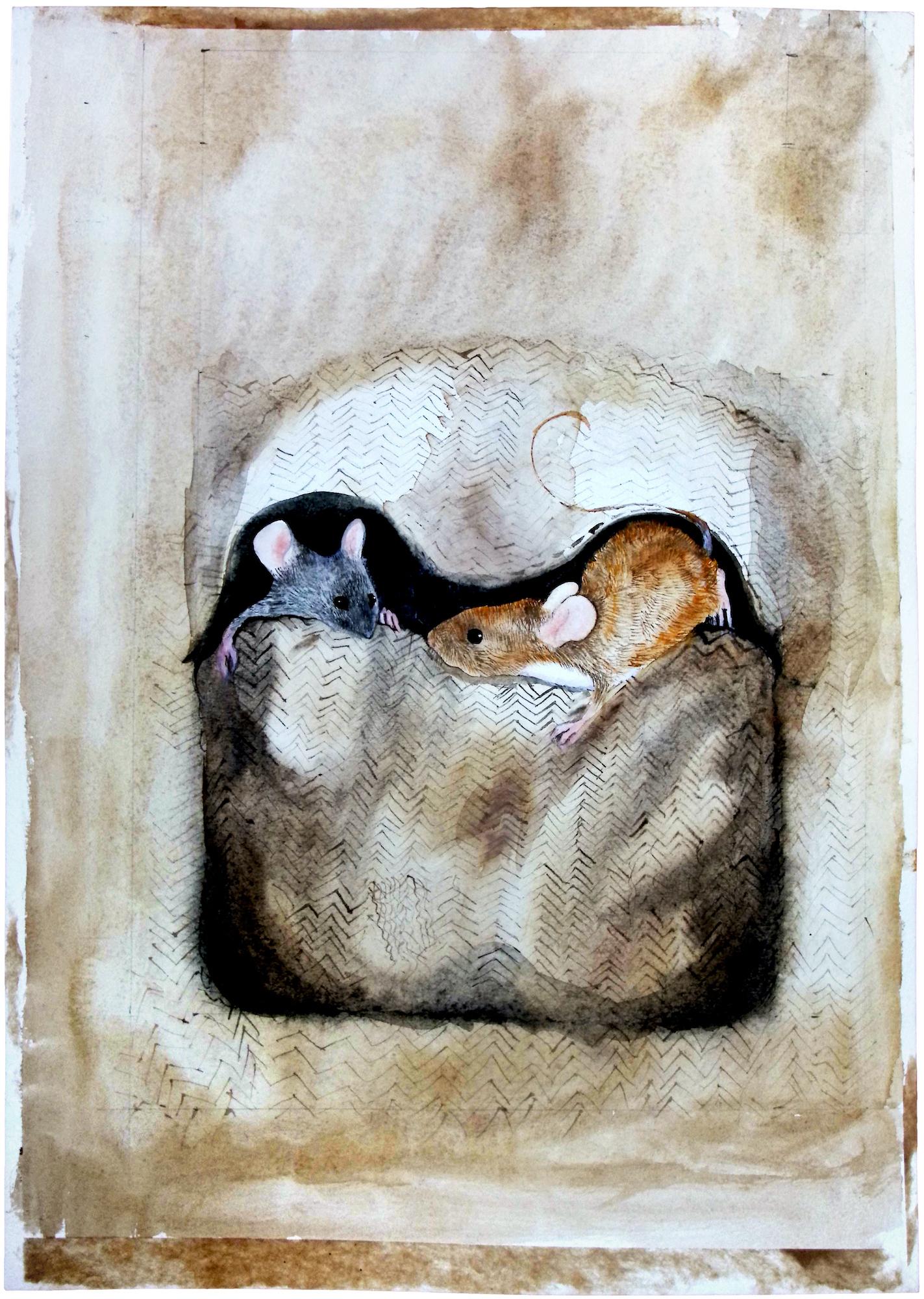Draft cover illustration for A Pocket Full of Mice