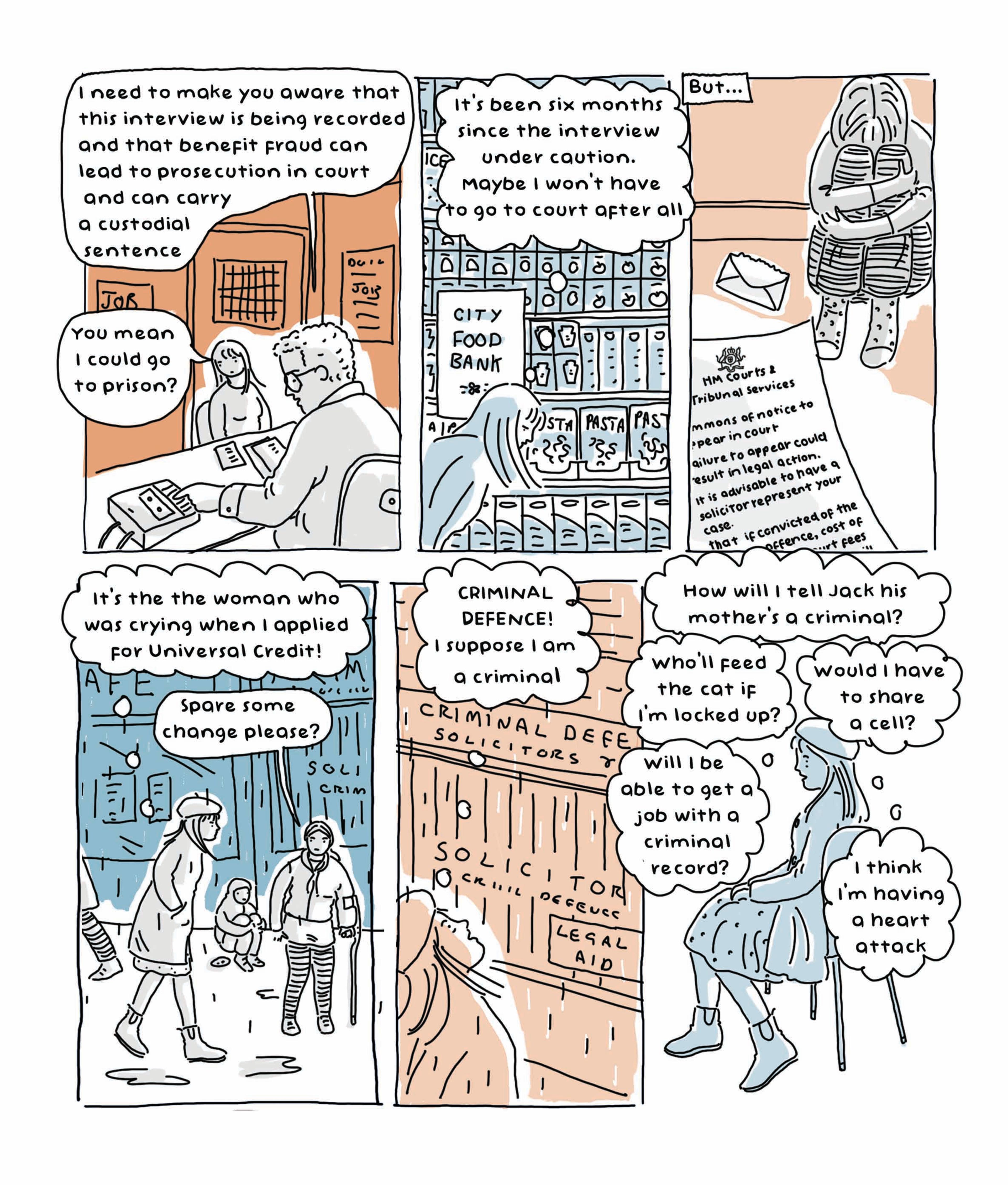 A page from a comic book with six panels with images combined with text.