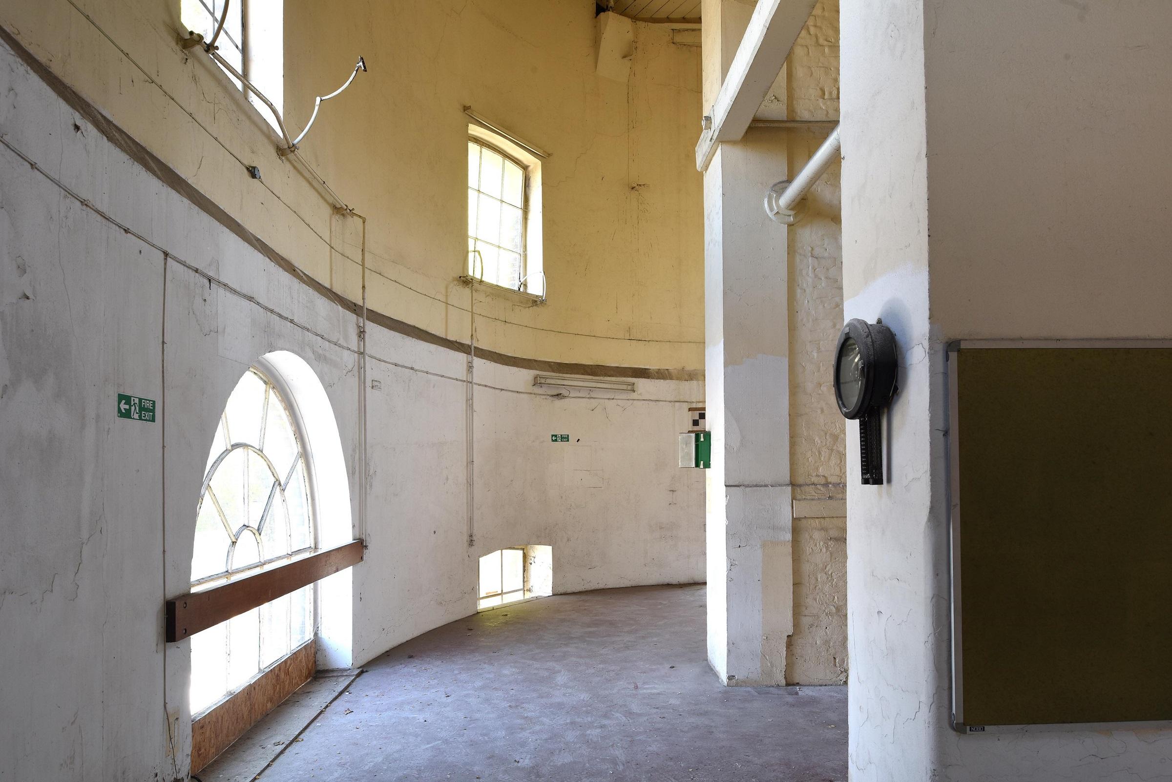 Interior of industrial brick building