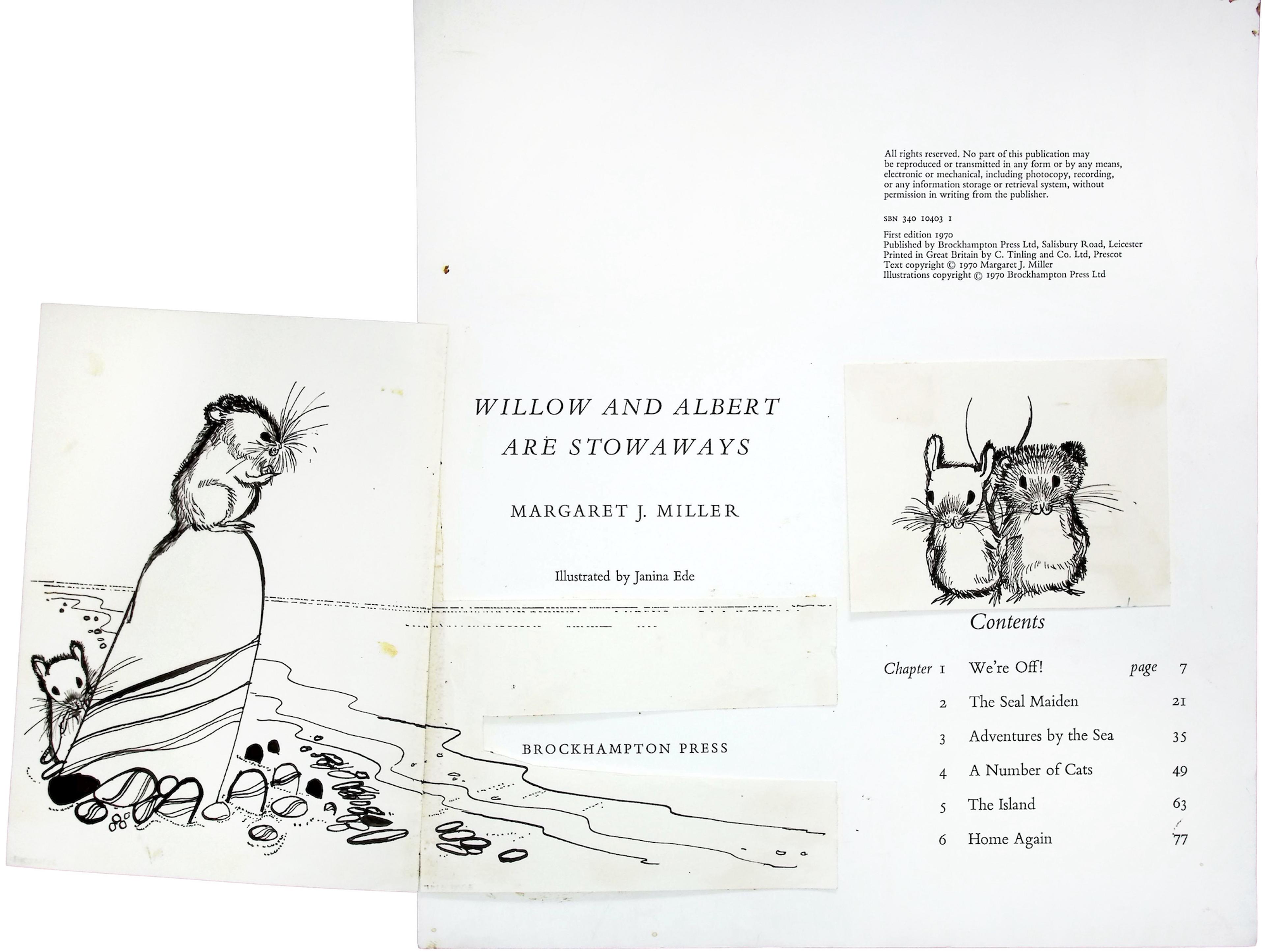 Book text with illustrations of mice pasted into gaps between paragraphs