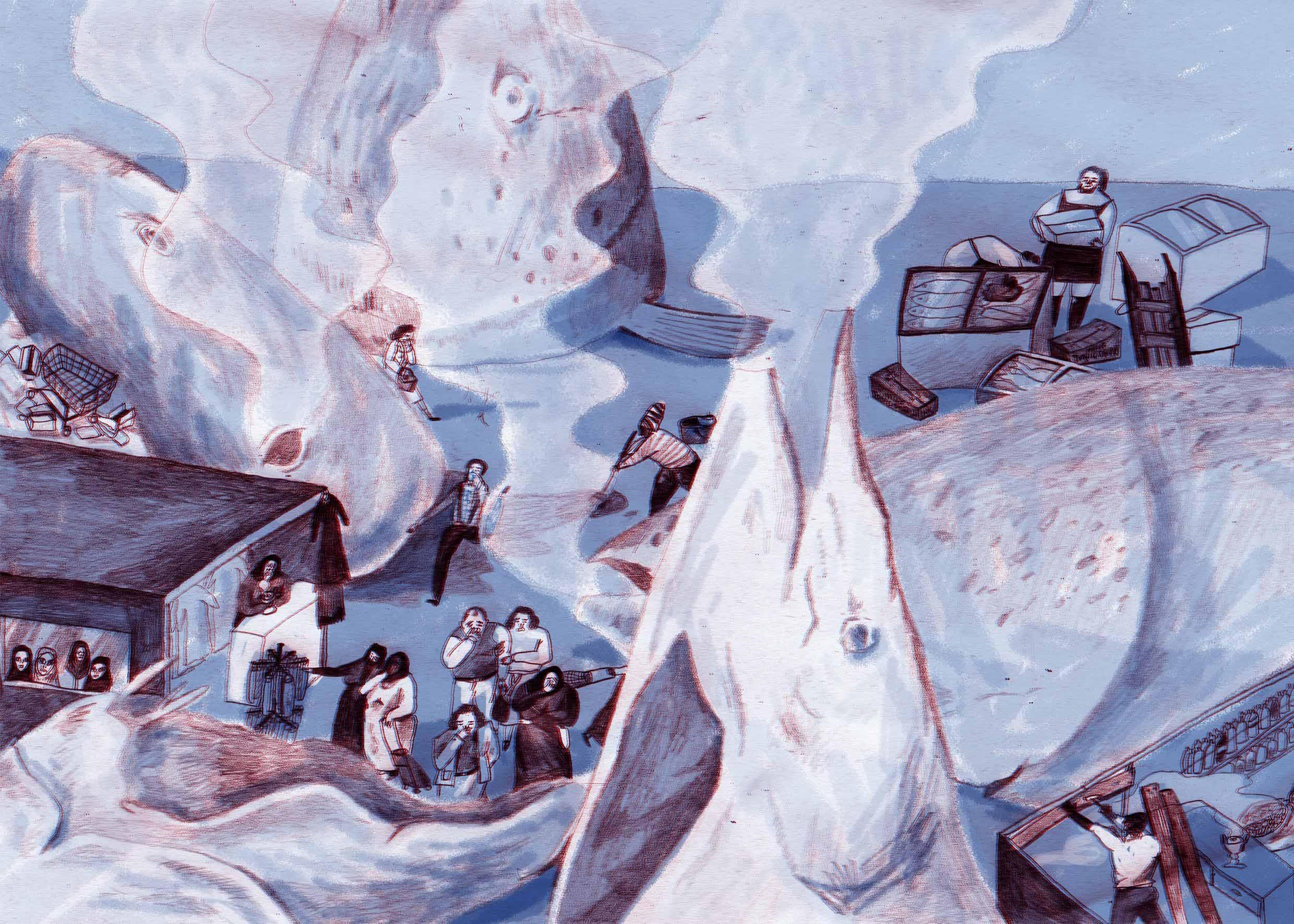 Illustration of a surrealist seascape.