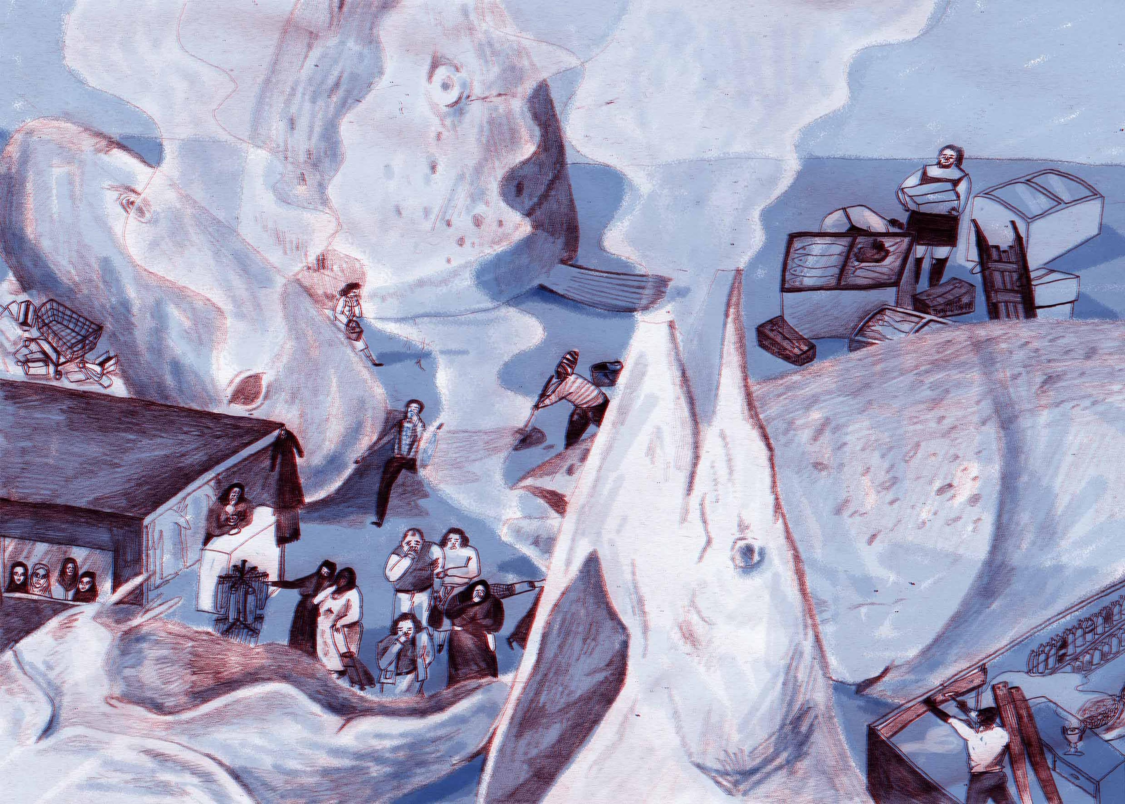 Illustration of a surrealist seascape.