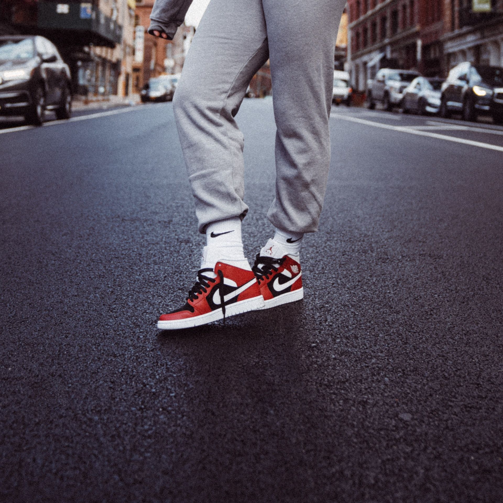 red air jordans streetwear example