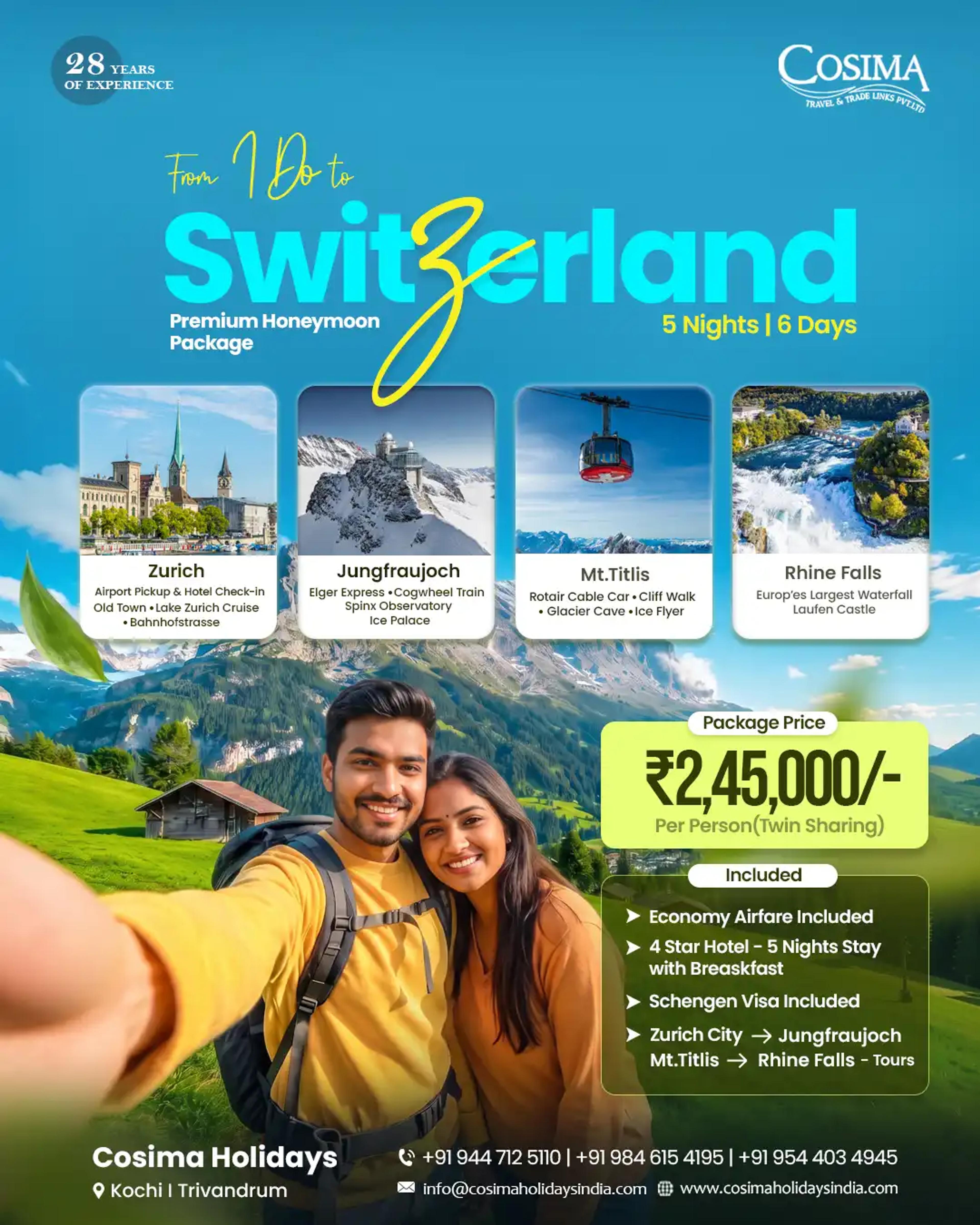 Switzerland Premium Honeymoon Package by Cosima Holidays