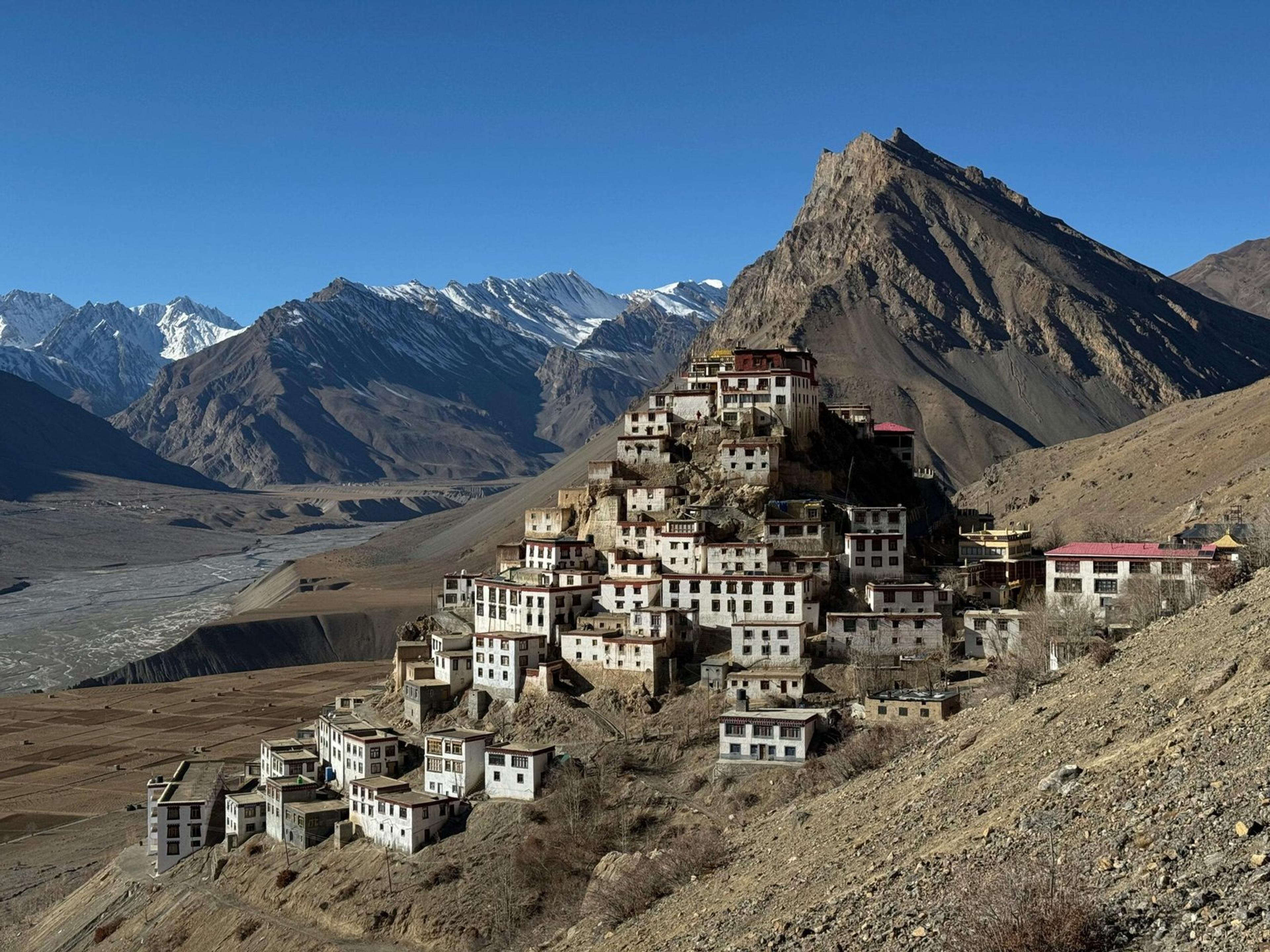 Key Monastery on its hillside in Spiti, Himachal Pradesh