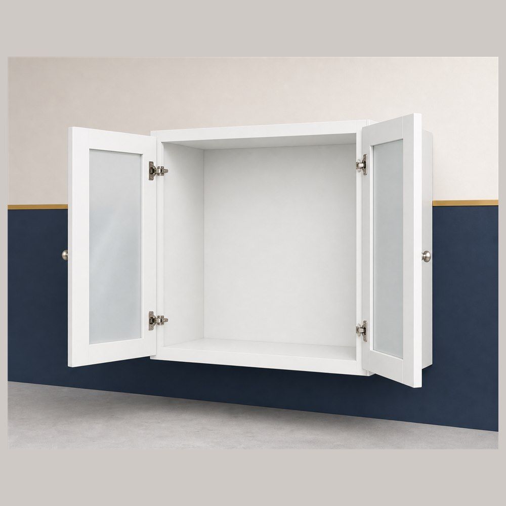 36-inch Shaker Glass-Door Wall Cabinet — open-door view