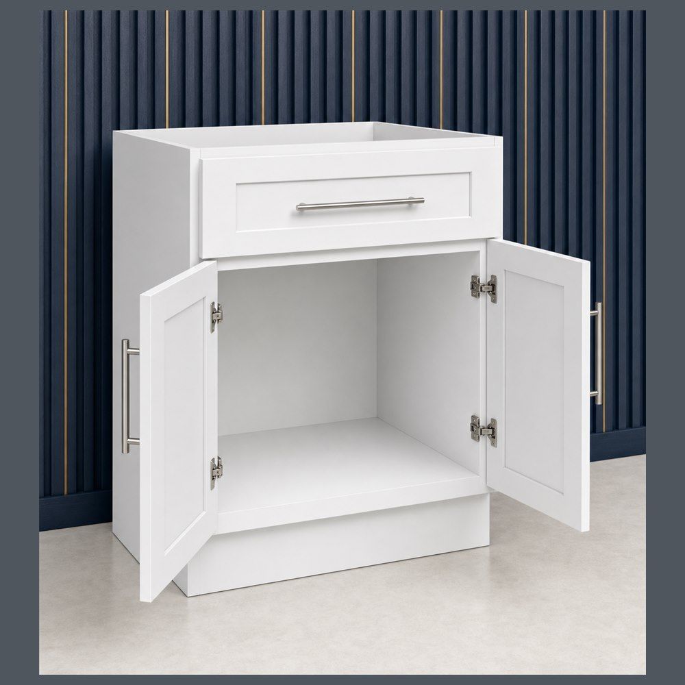 24-inch Shaker Vanity Cabinet — open-door view