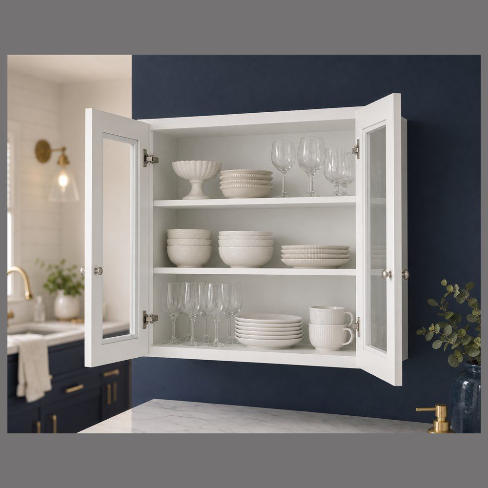 36-inch Shaker Glass-Door Wall Cabinet — styled kitchen