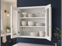 36-inch Shaker Glass-Door Wall Cabinet — styled kitchen