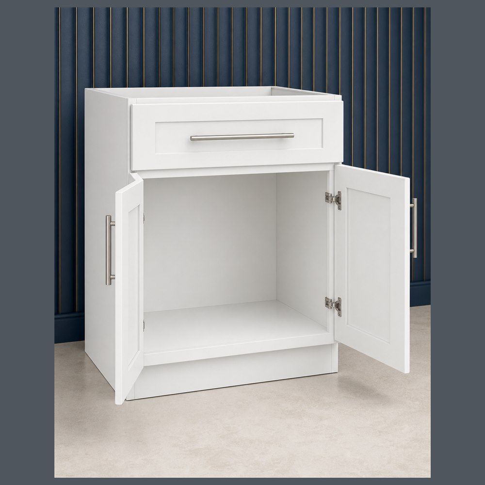 30-inch Shaker Vanity Cabinet — open-door view