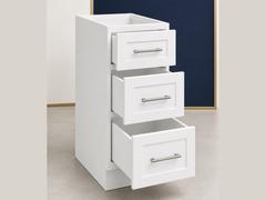 18-inch Shaker Vanity Drawer Base Cabinet — open-door view