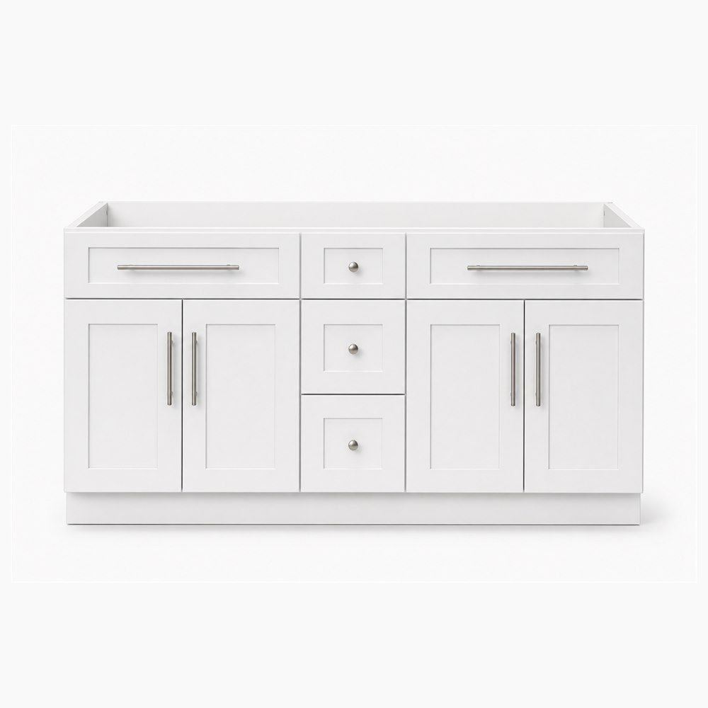 60-inch Shaker Double Vanity Cabinet — front view