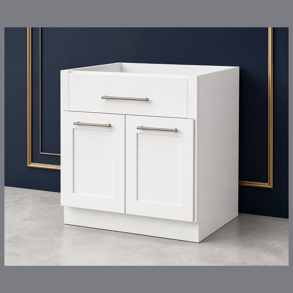 33-inch Shaker Farmhouse Sink Base Cabinet — angled view
