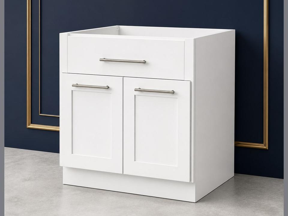 33-inch Shaker Farmhouse Sink Base Cabinet — angled view
