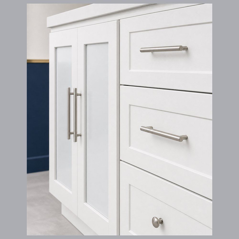 36-inch Shaker Glass-Door Wall Cabinet — drawer detail