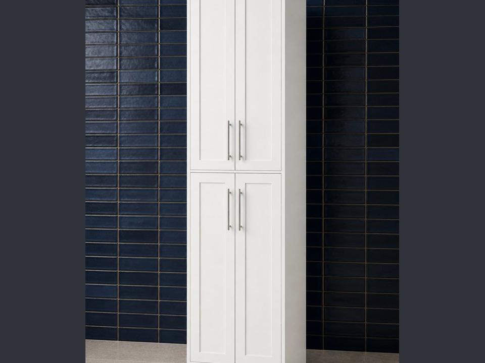 24-inch Shaker Tall Pantry Cabinet — angled view
