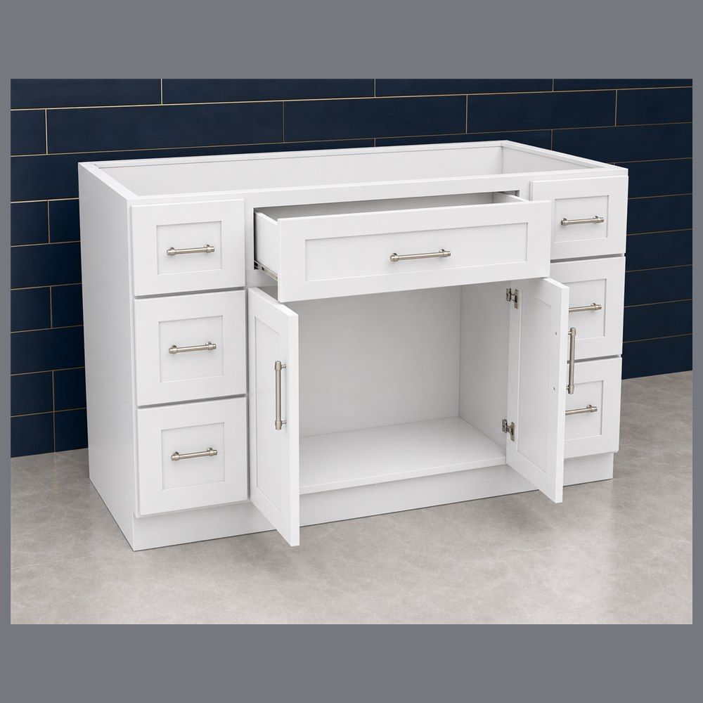 48-inch Shaker Vanity Cabinet — open-door view