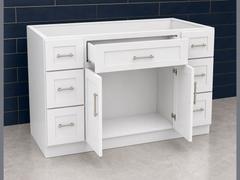 48-inch Shaker Vanity Cabinet — open-door view